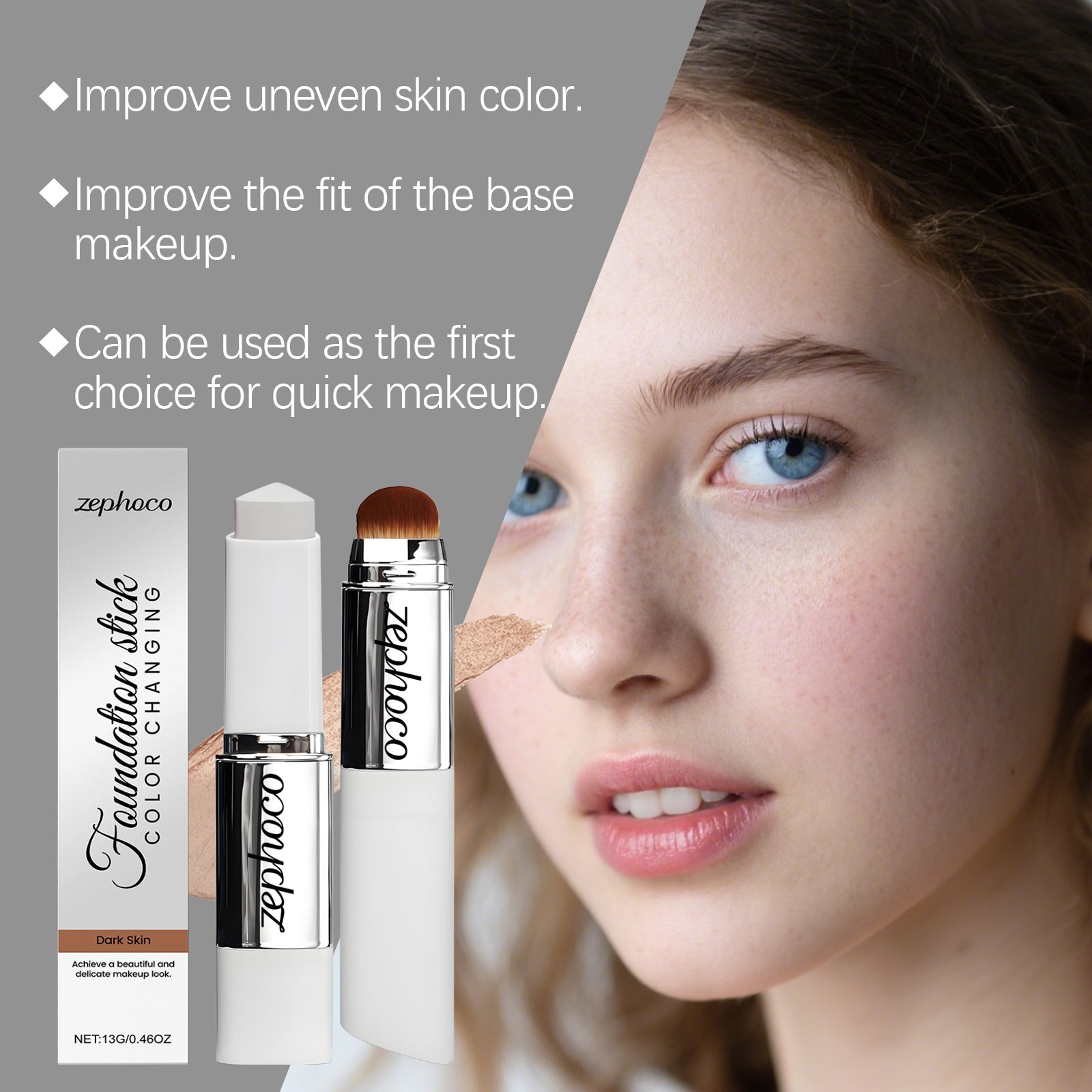 Zephoco Dark Skin Concealer Color-Changing Foundation Stick Light