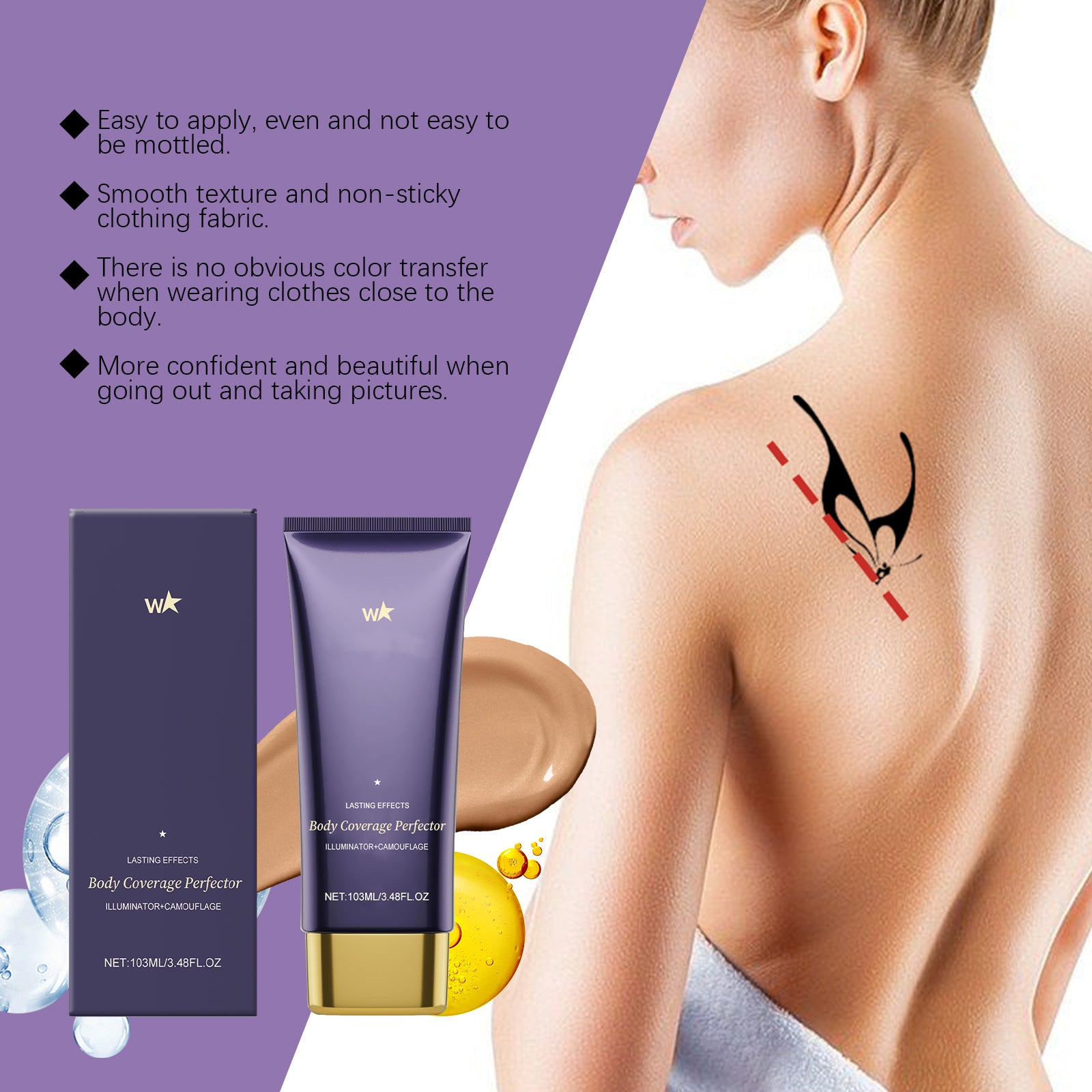 AMZ Brown Body Concealer Care Cream Covers Blemishes Evenly