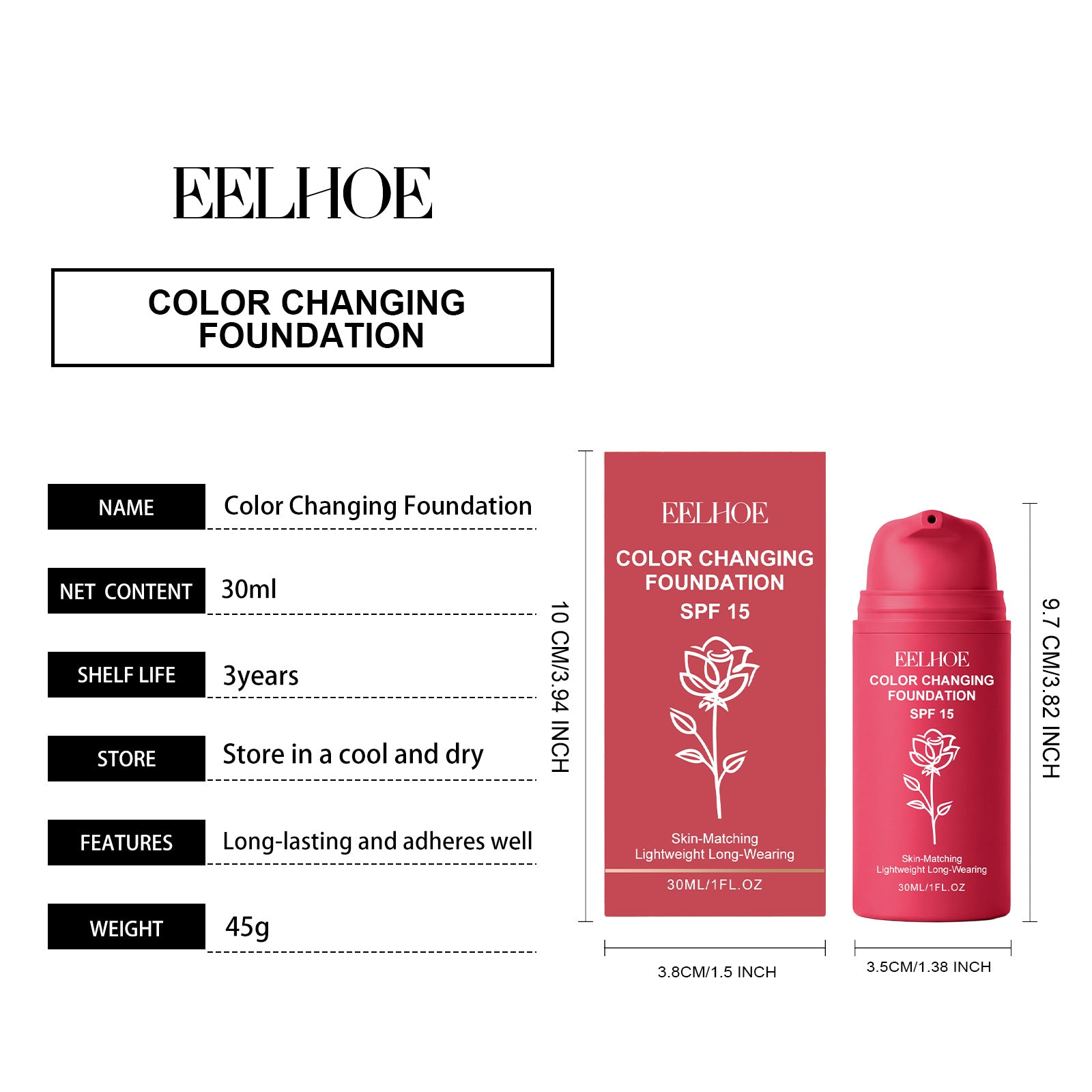 EELHOE Warm Temperature Color Blending Foundation (Natural Shade)
