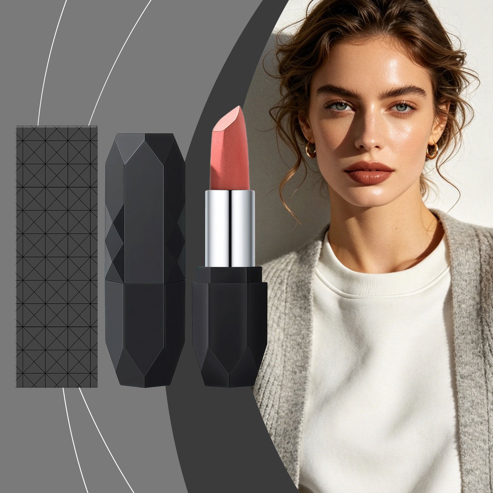 Zephoco Crystal Diamond Long-Wear Lipstick (03#) Smooth And Fluid