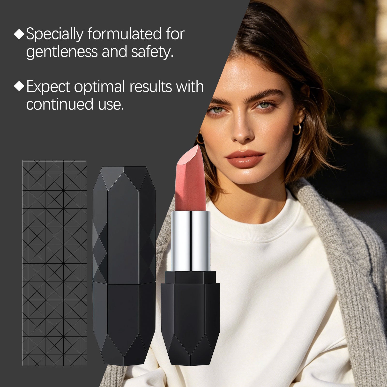 Zephoco Crystal Diamond Long-Wear Lipstick (03#) Smooth And Fluid