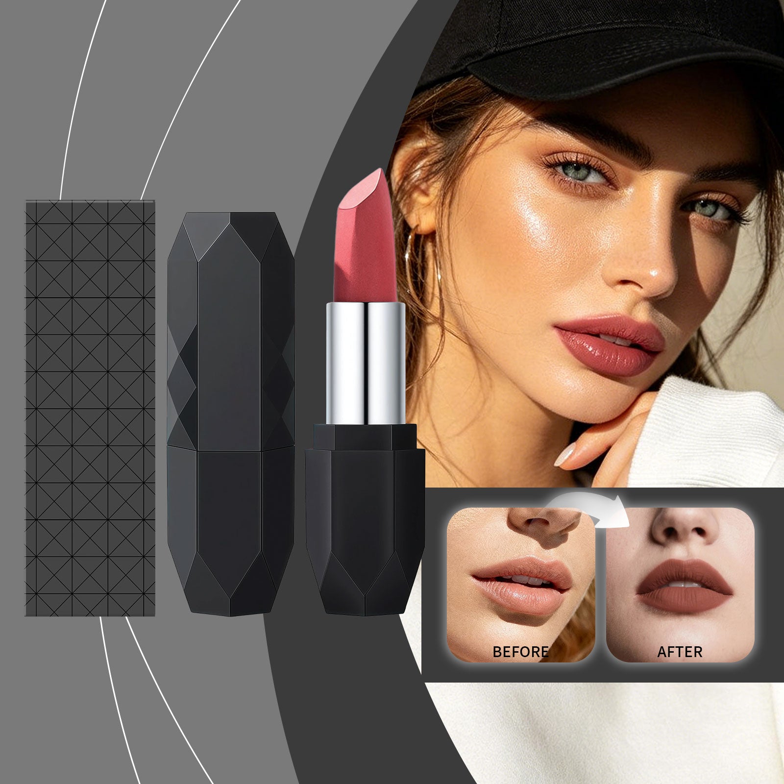 Zephoco Crystal Diamond Long-Wearing Lipstick (04#) Smooth And Fluid