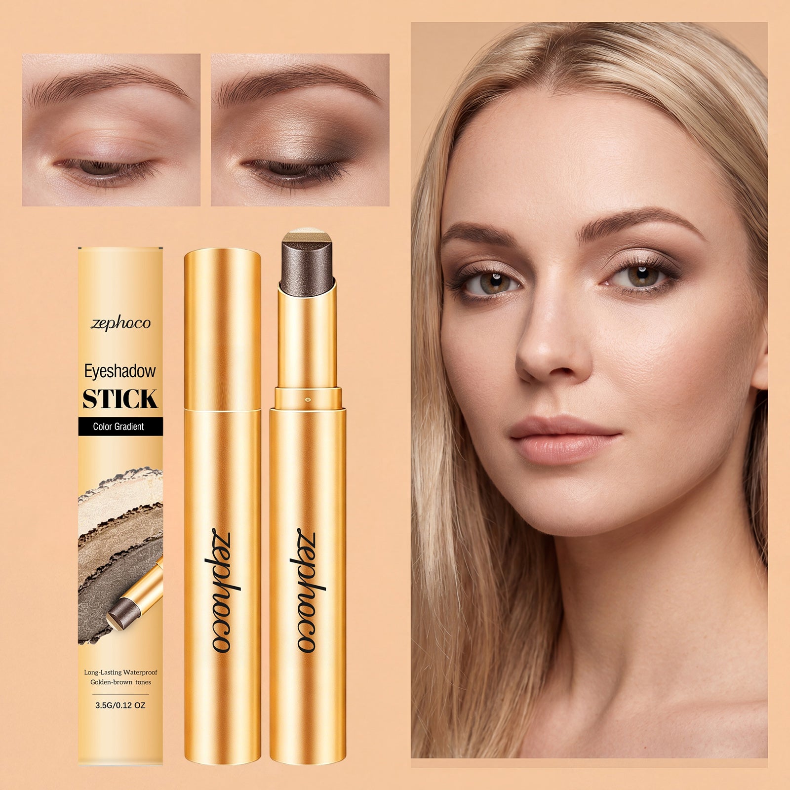 Zephoco Multi-Color Long-Wearing Eyeshadow Stick (Shimmering Earth Tone)
