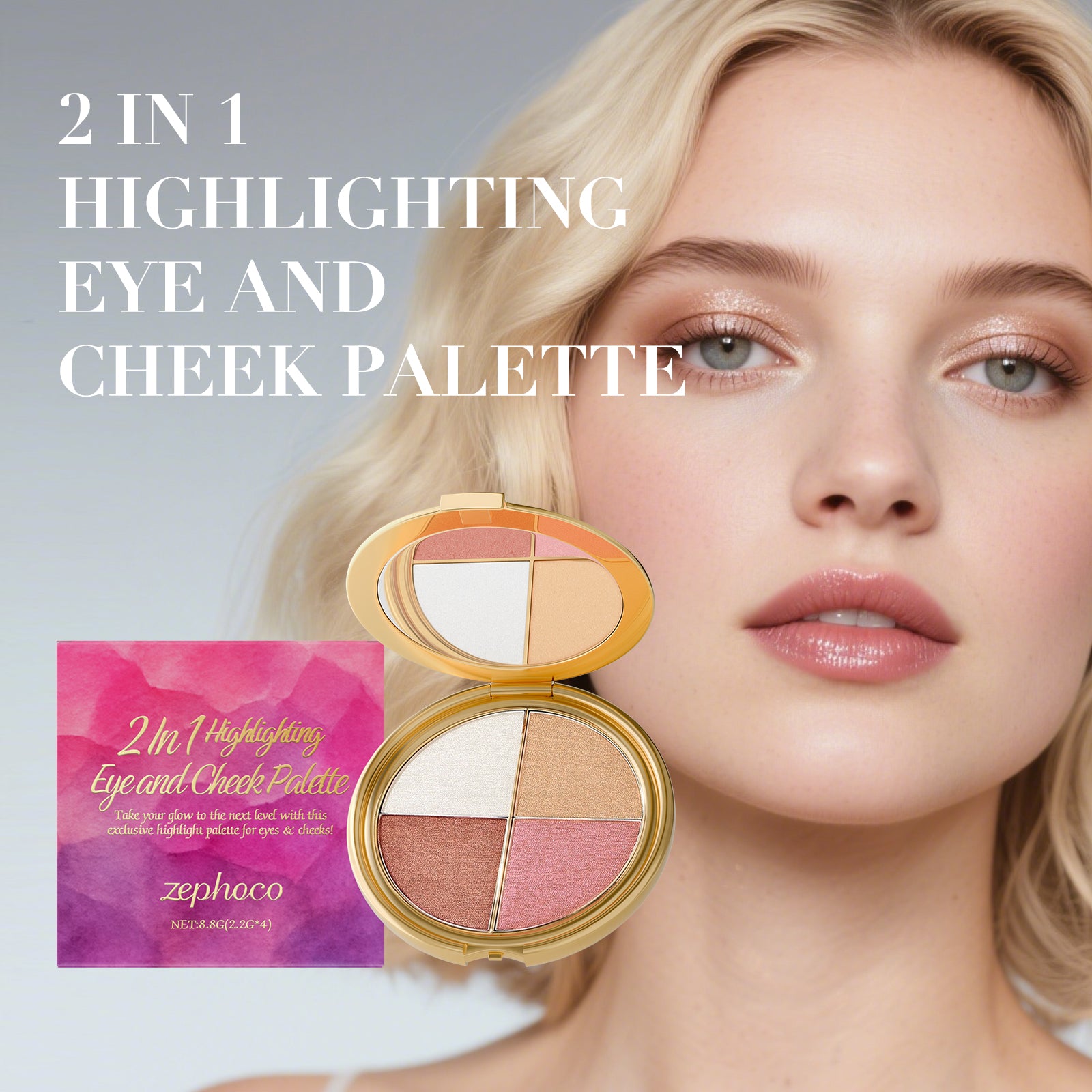 Zephoco Highlighting Eyeshadow And Blush Palette