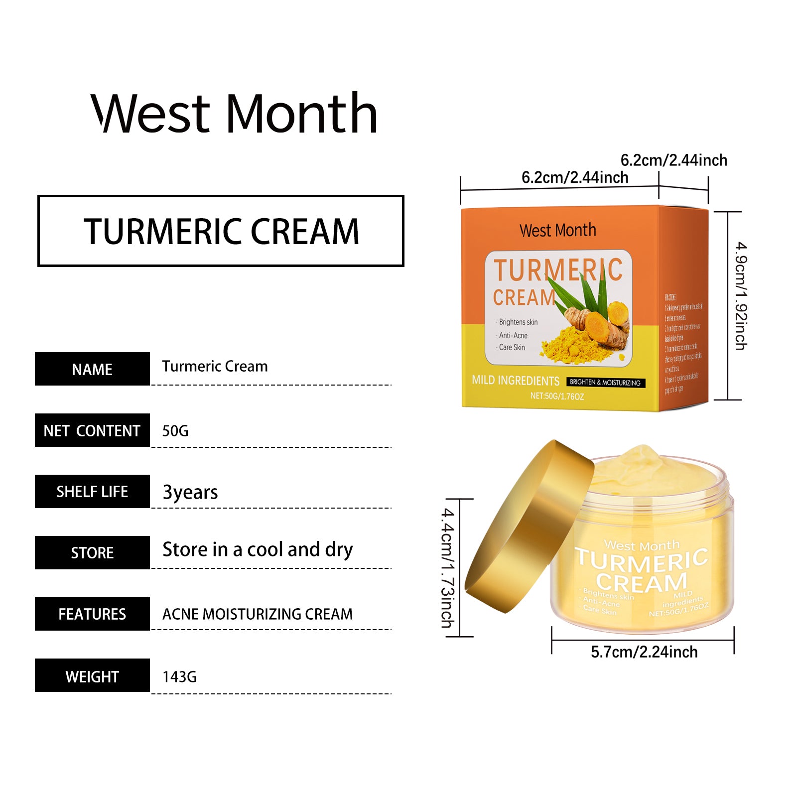 West & Month Turmeric Moisturizing Face Cream