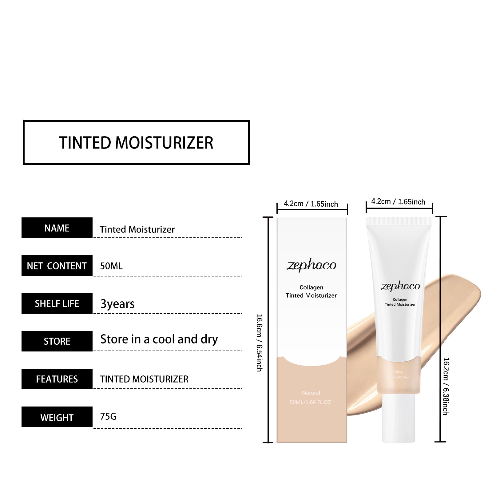 Zephoco Moisturizing Hydrating Cream (Natural Color) Natural Concealer For