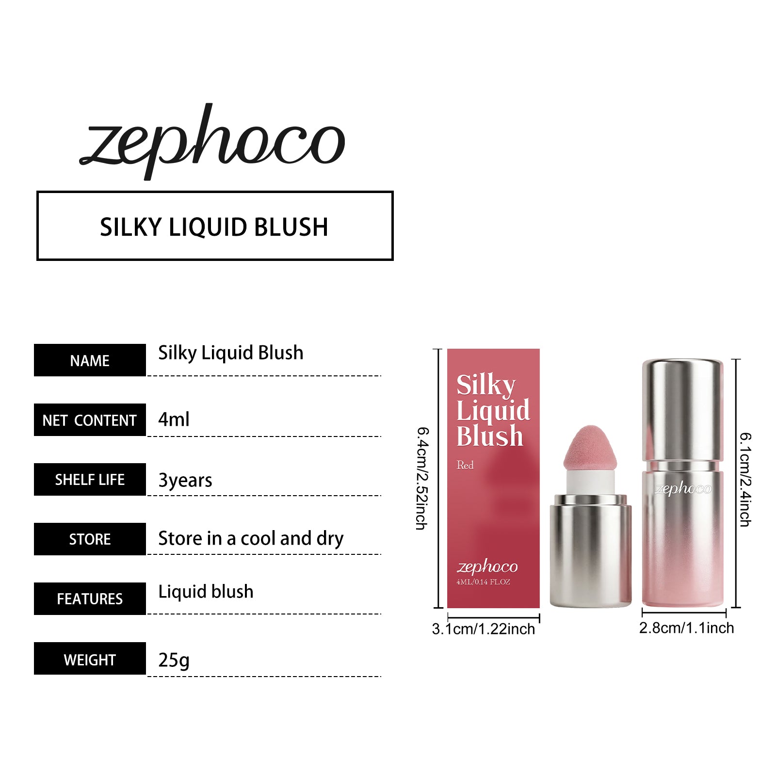 Zephoco Red Smooth Liquid Blush