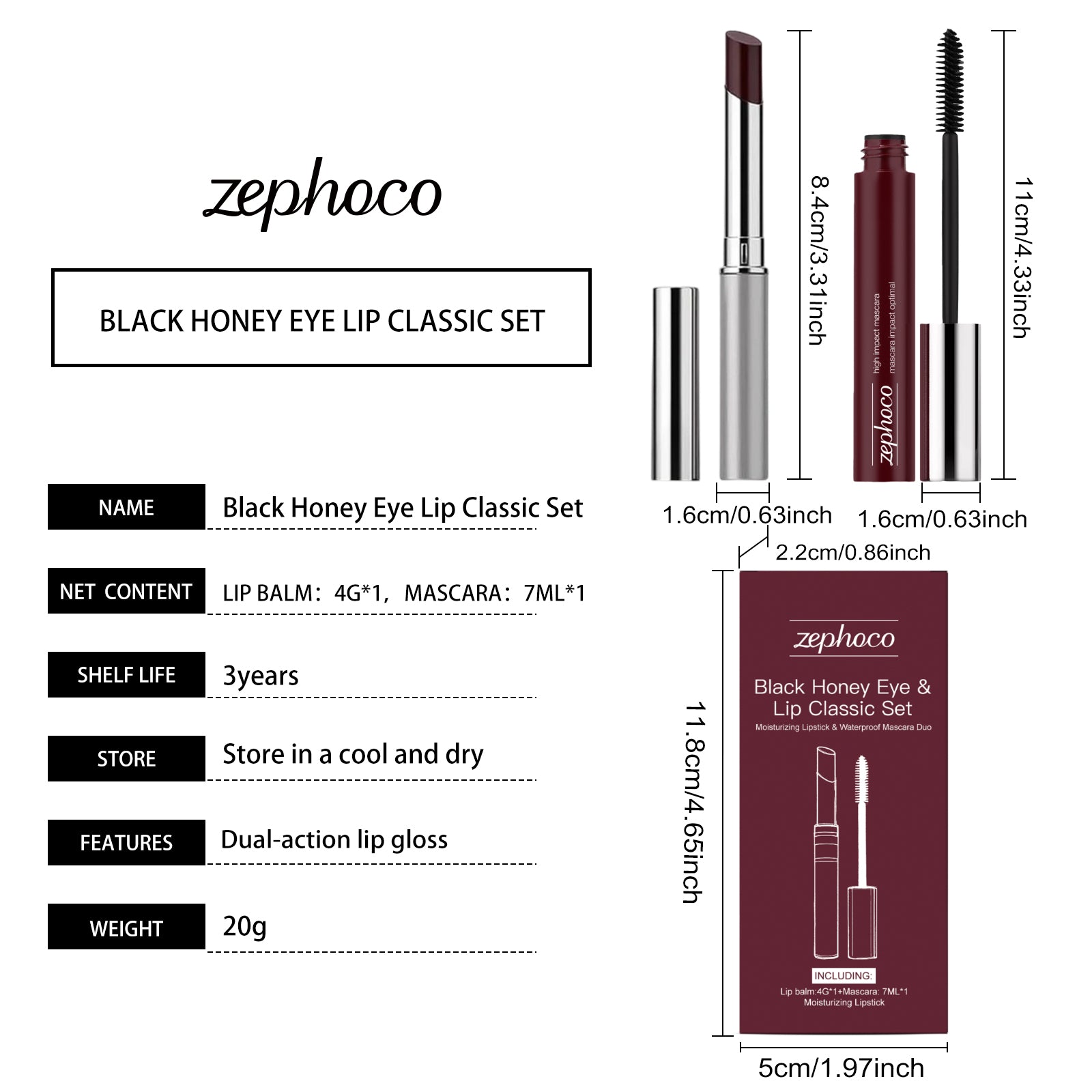 Zephoco Black Honey Eye And Lip Classic Set