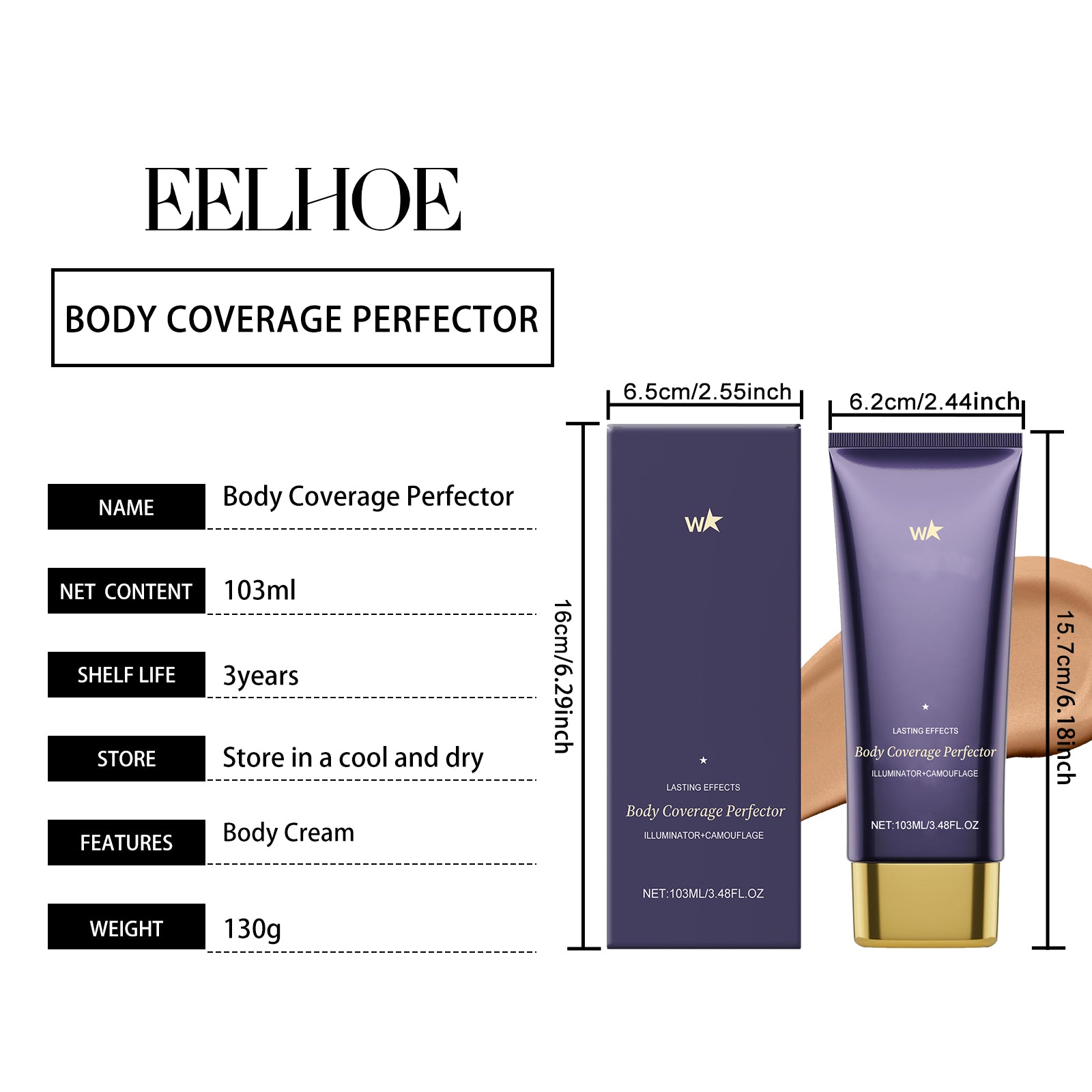 AMZ Brown Body Concealer Care Cream Covers Blemishes Evenly