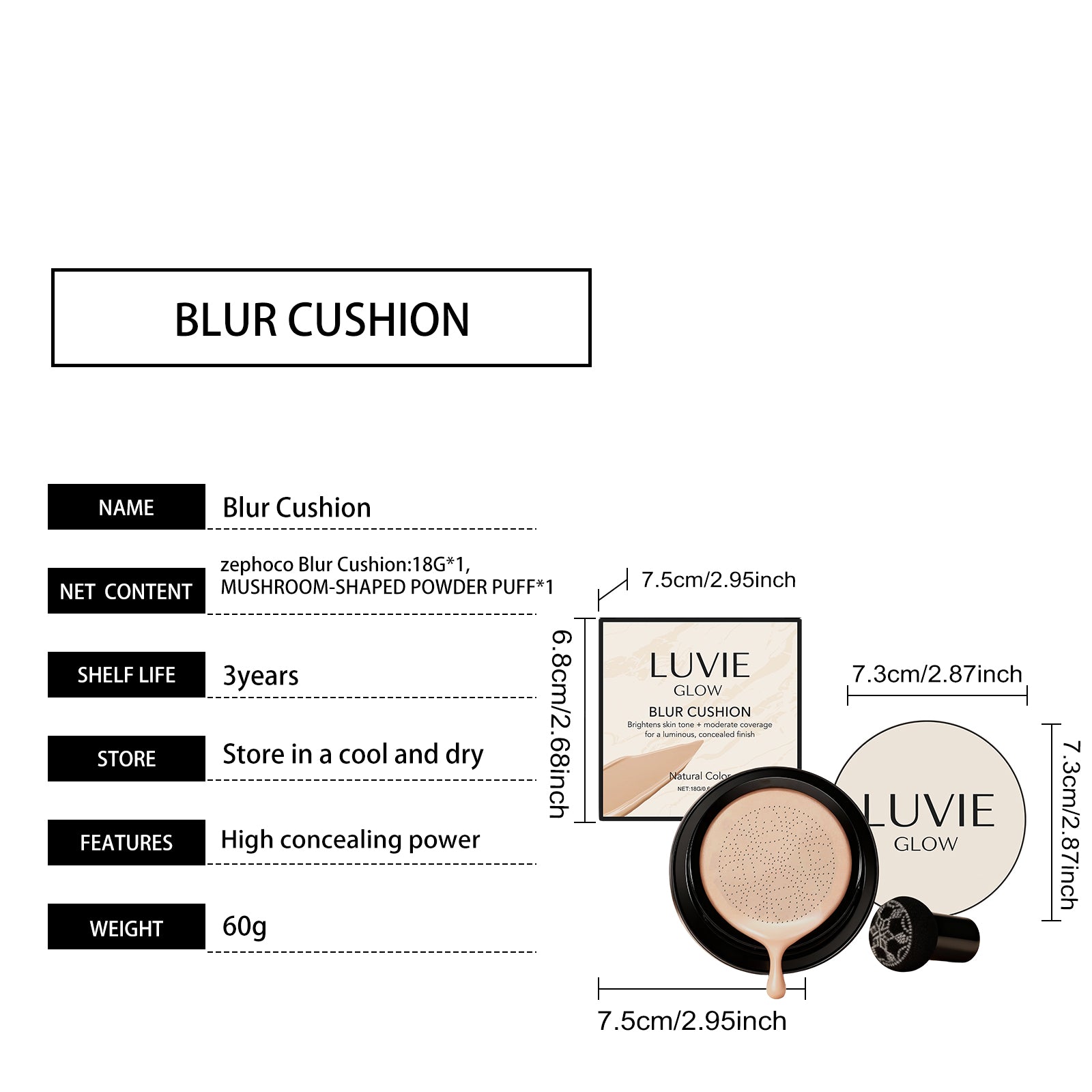 AMZ Brightening Flawless Cushion Cream (Natural Color) Multi-Color Series