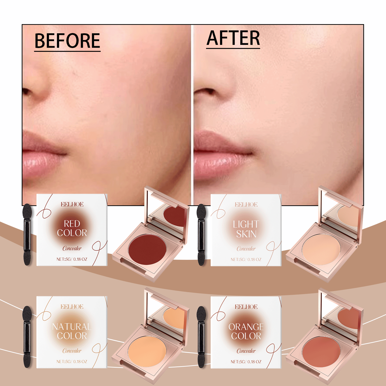 EELHOE Concealer, Light In Texture And Fit Without Removing Makeup To