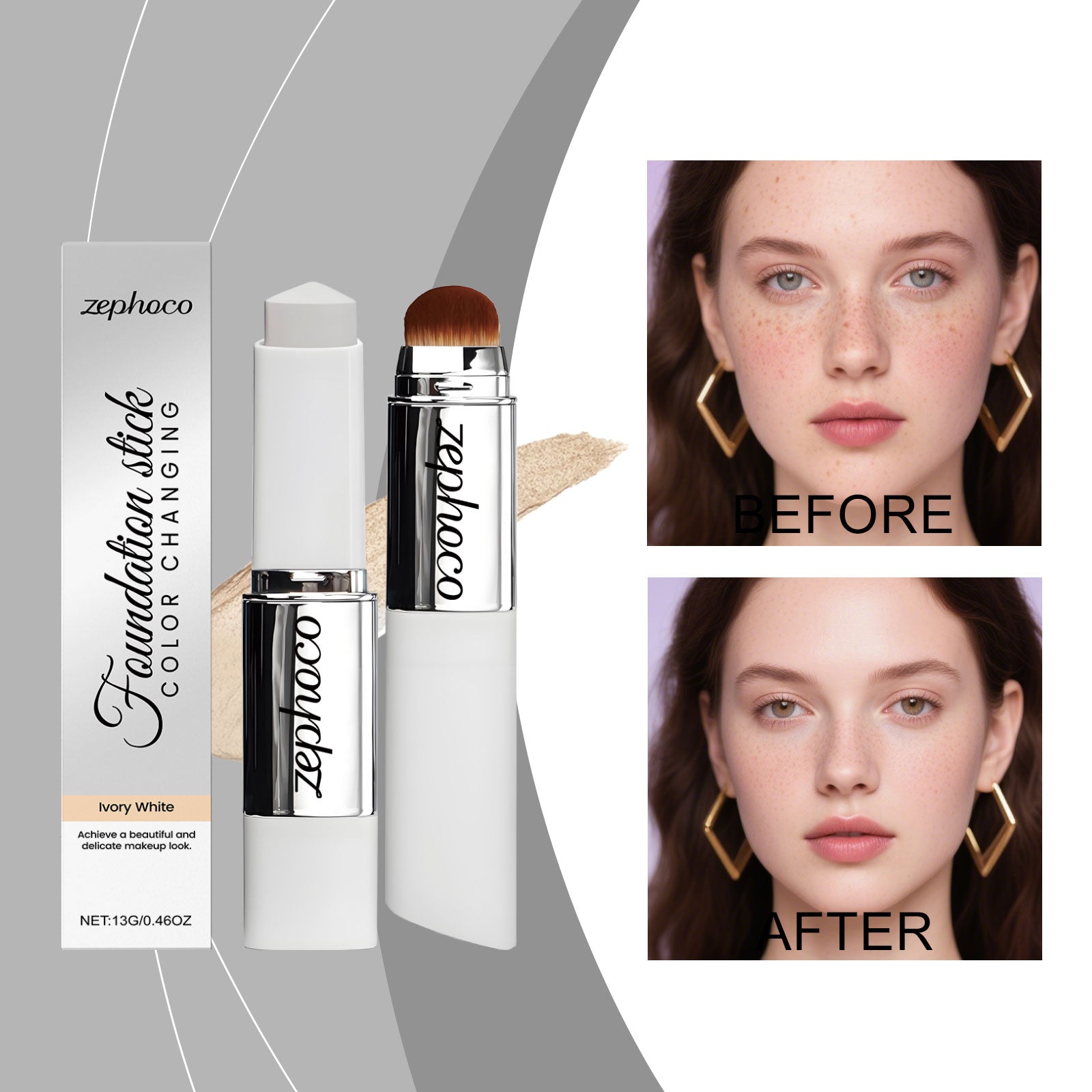 Zephoco Ivory White Concealer Color-Changing Foundation Stick