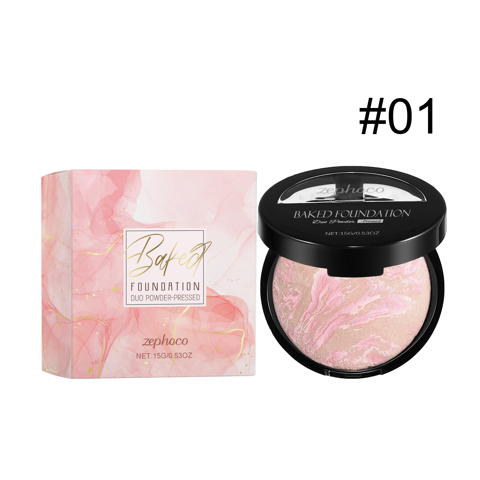 Zephoco Oil Control Concealer Powder Compact #01 Sets (Porcelain)