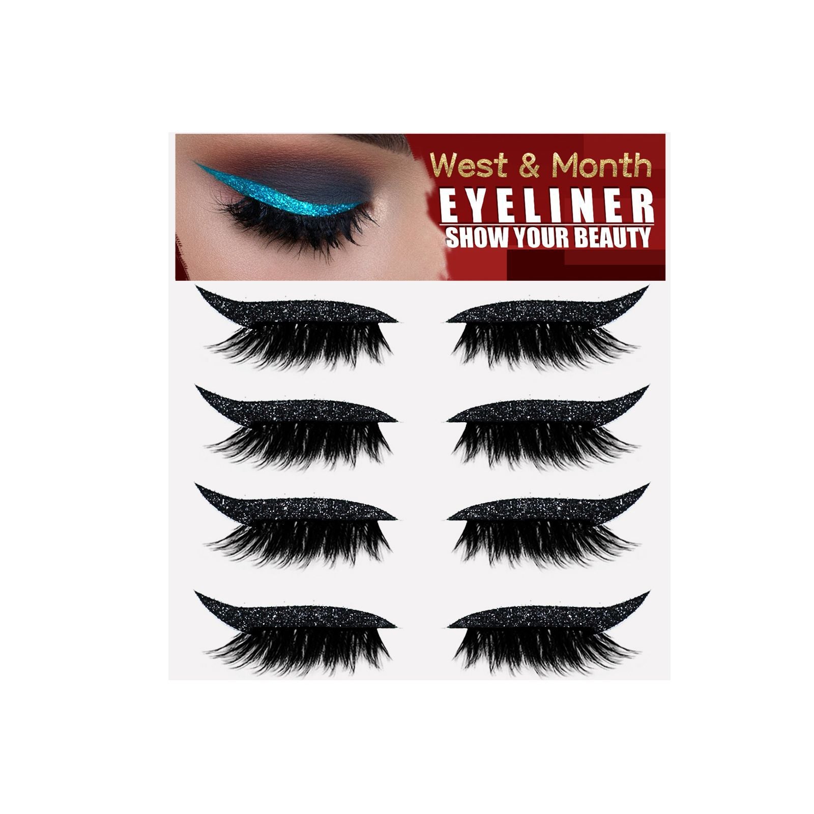 West & Month European And American 4 Pairs Of Eyelash Eyeliner Stickers