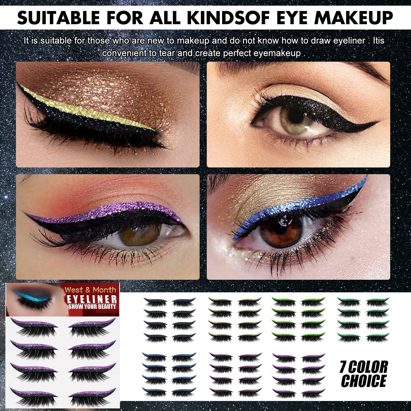 West & Month European And American 4 Pairs Of Eyelash Eyeliner Stickers