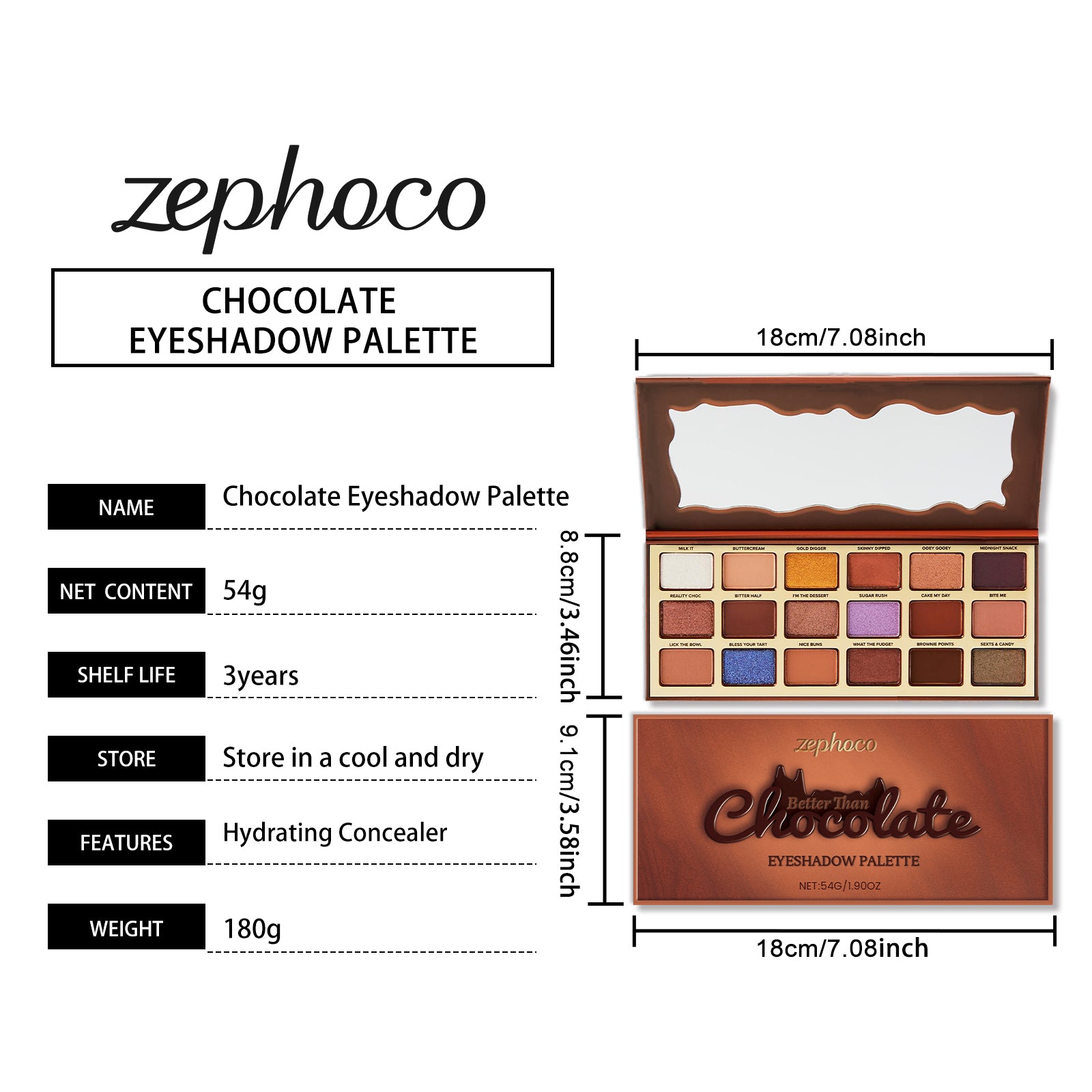 Zephoco Chocolate-Style Eyeshadow Palette