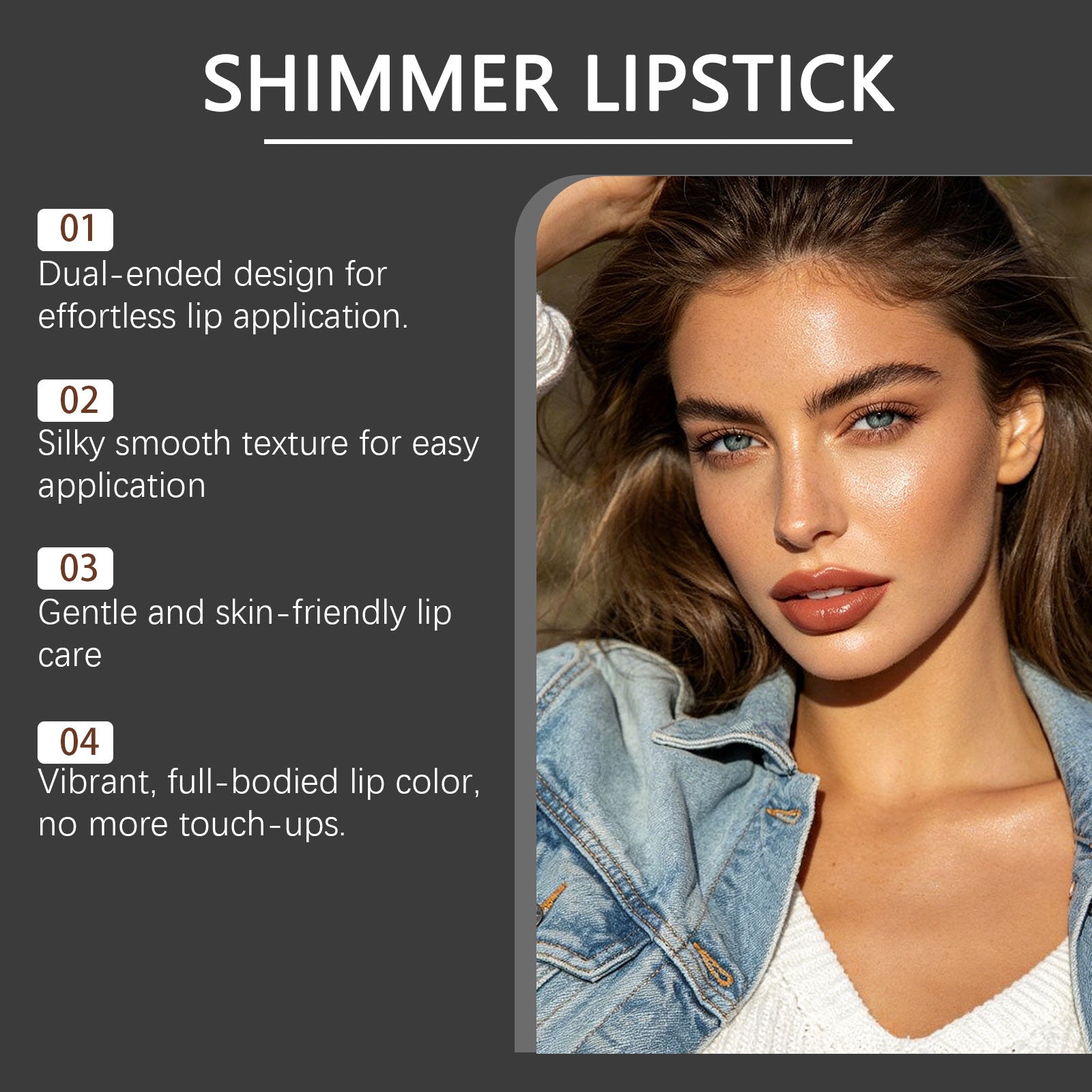 Zephoco Crystal Diamond Long-Wear Lipstick (03#) Smooth And Fluid