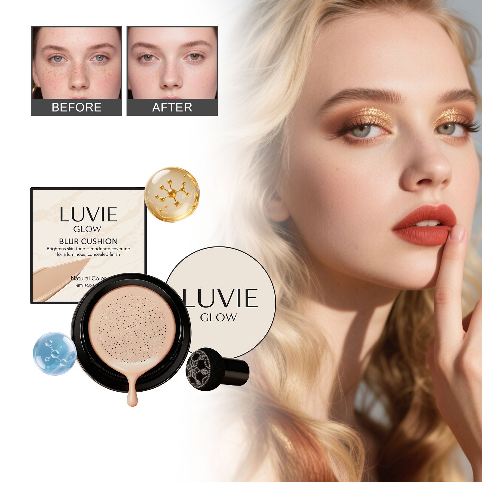 AMZ Brightening Flawless Cushion Cream (Natural Color) Multi-Color Series