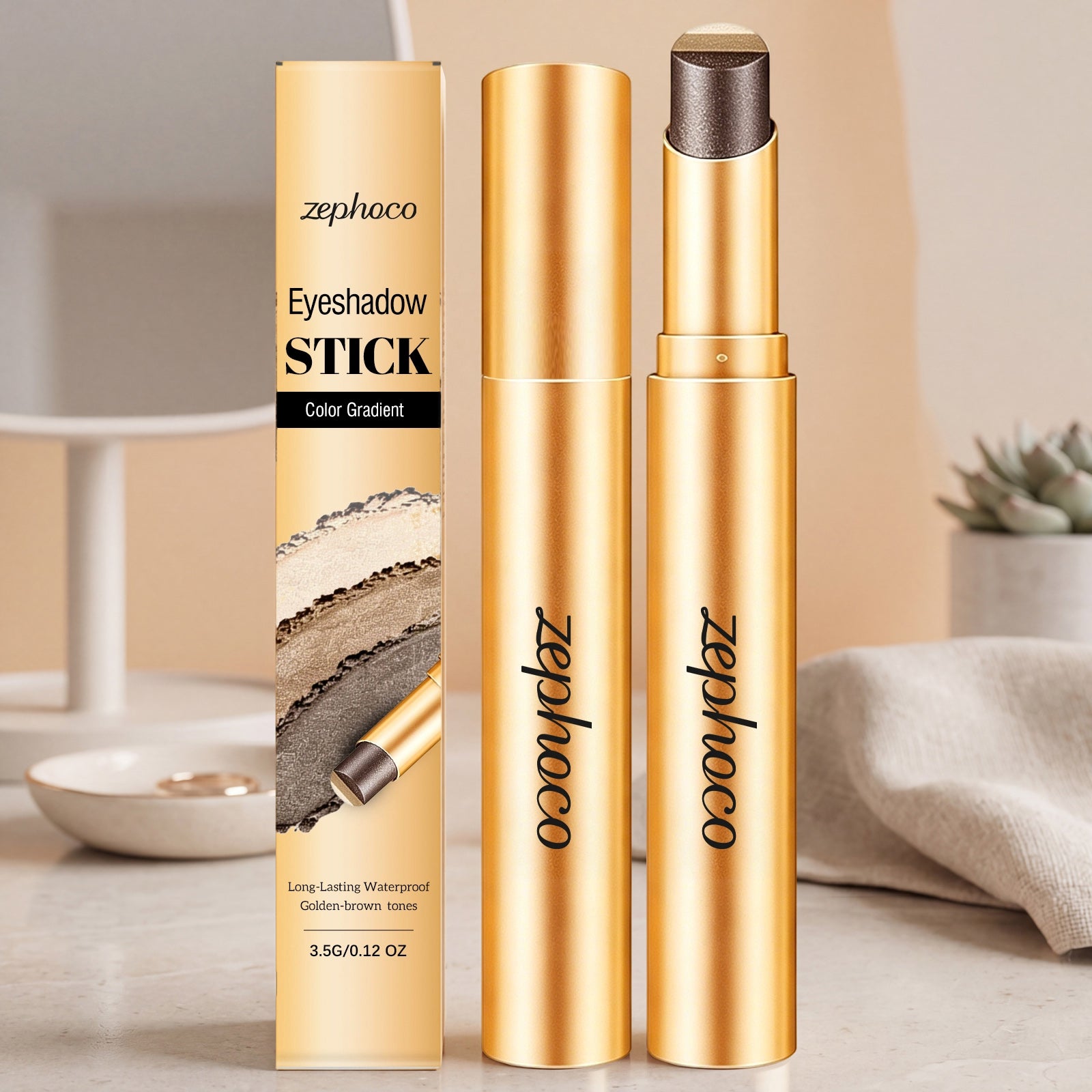 Zephoco Multi-Color Long-Wearing Eyeshadow Stick (Shimmering Earth Tone)