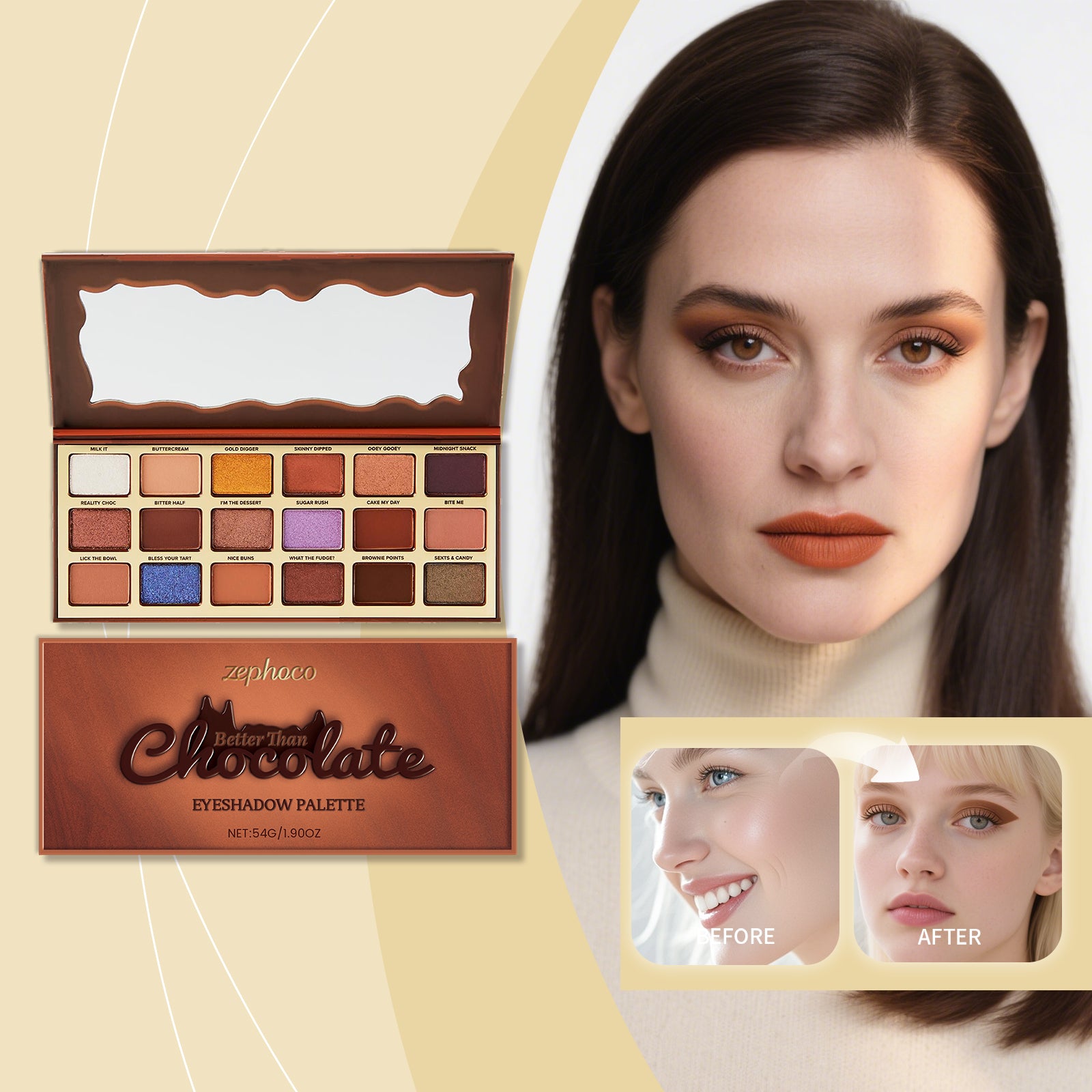 Zephoco Chocolate-Style Eyeshadow Palette
