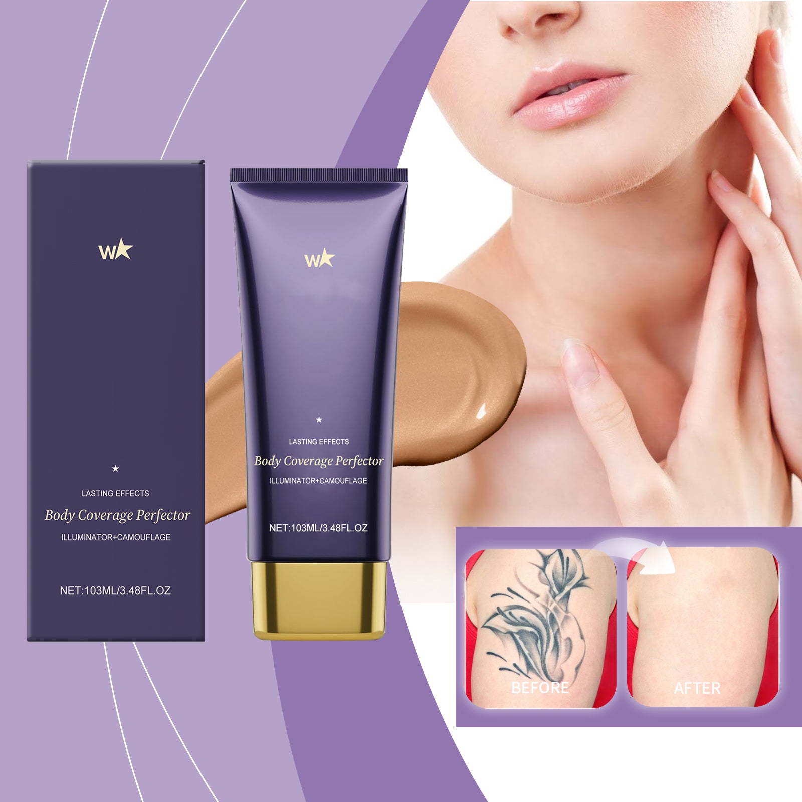 AMZ Brown Body Concealer Care Cream Covers Blemishes Evenly