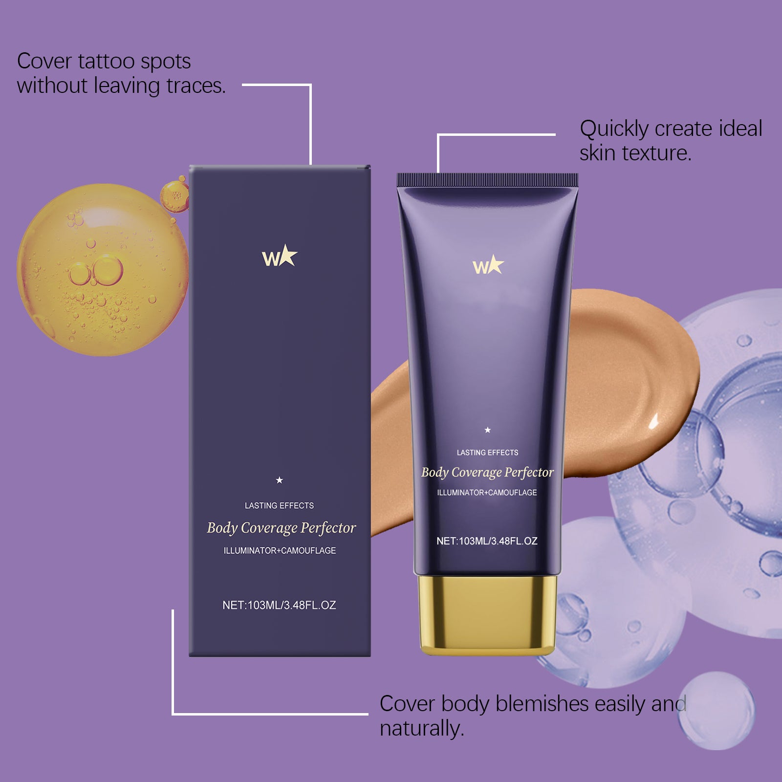 AMZ Brown Body Concealer Care Cream Covers Blemishes Evenly