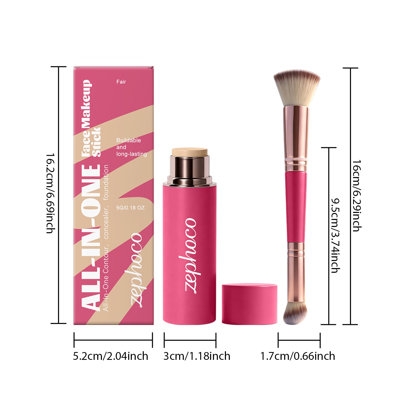 Zephoco Multifunctional Makeup Stick Set (Ivory White)