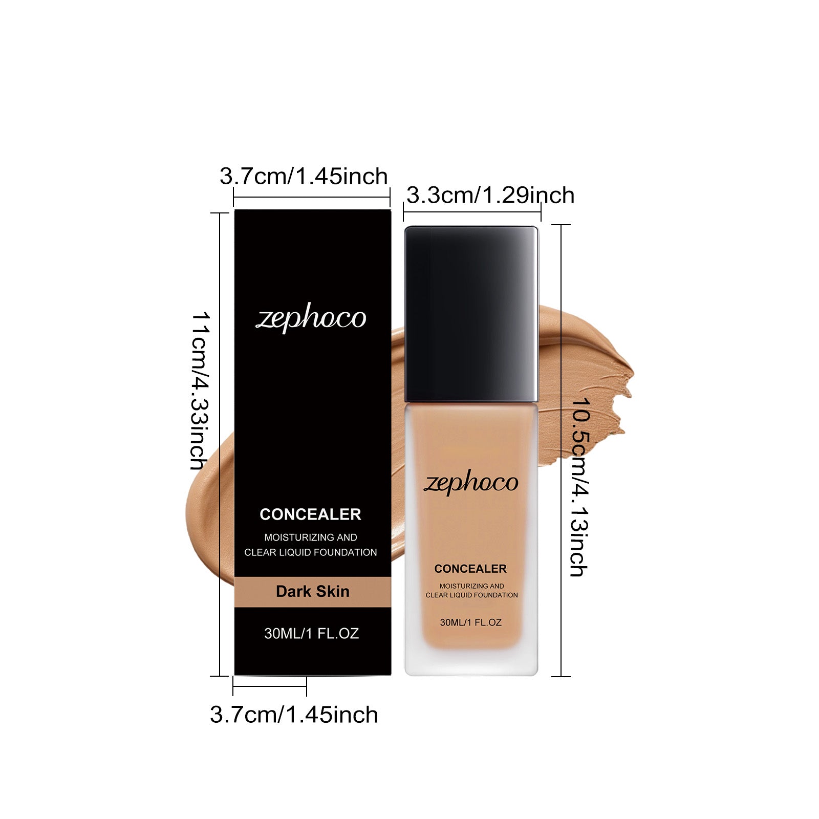 Zephoco Moisturizing Concealer Foundation (Dark Skin Tone)