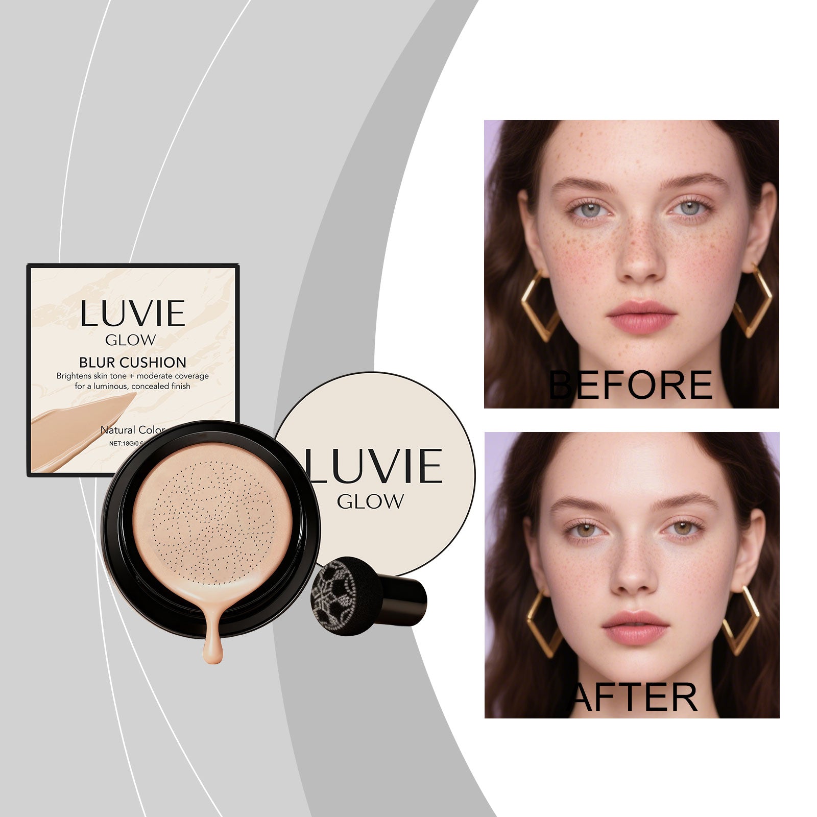 AMZ Brightening Flawless Cushion Cream (Natural Color) Multi-Color Series