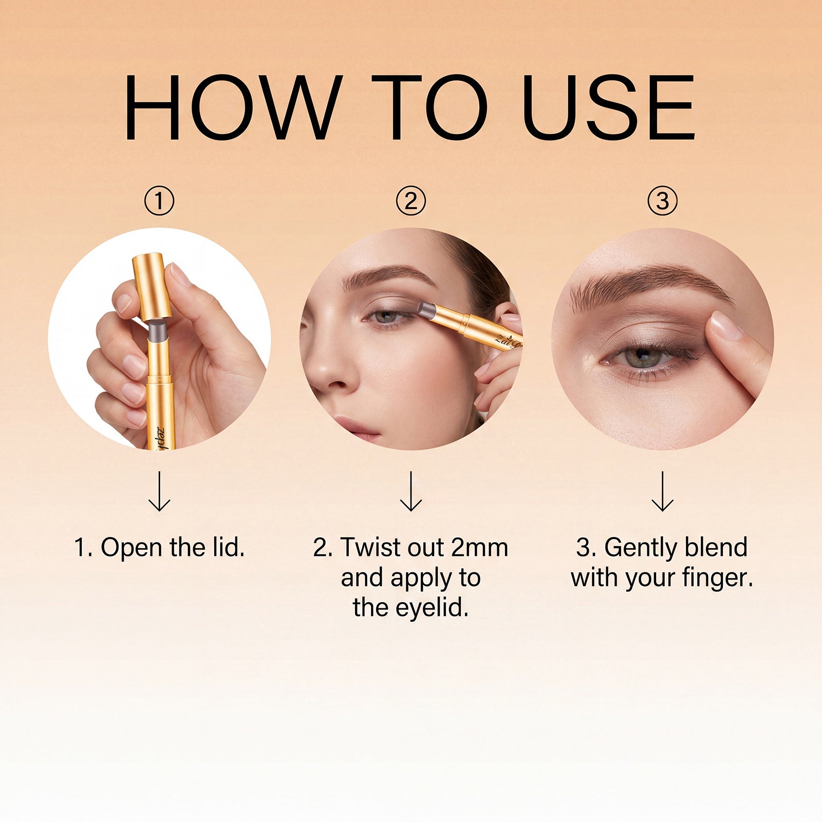 Zephoco Multi-Color Long-Wearing Eyeshadow Stick (Matte Earth Tone)
