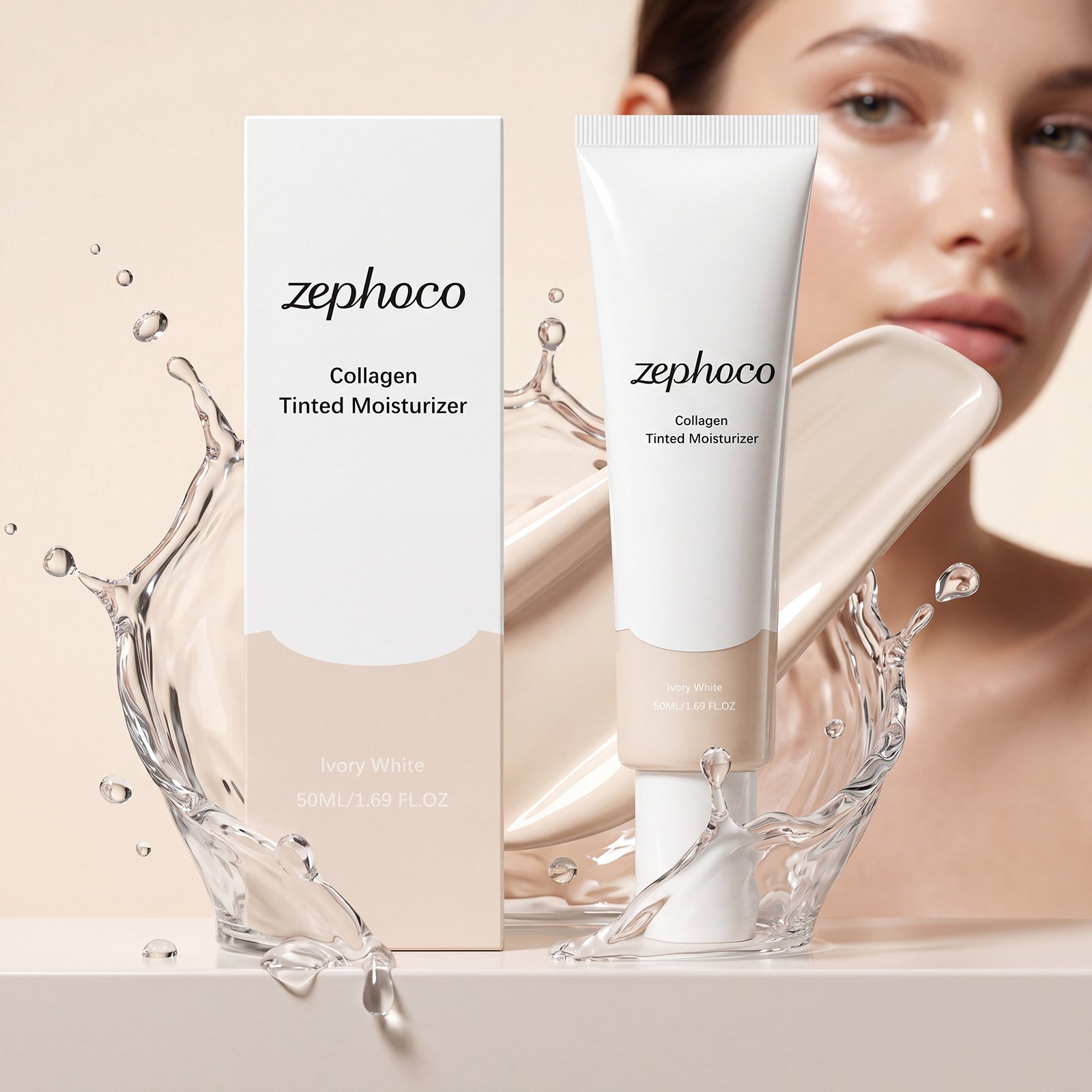 Zephoco Moisturizing Hydrating Cream (Ivory White) Luxury Lightweight
