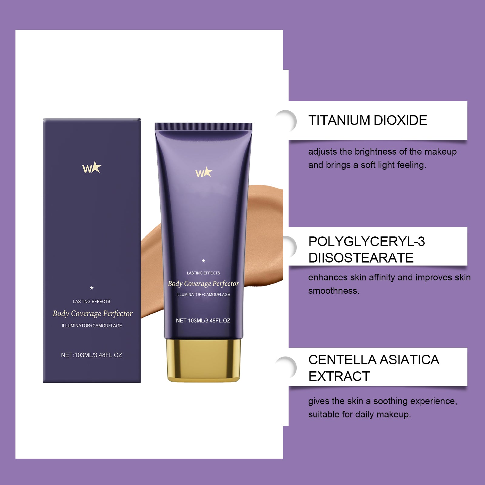 AMZ Brown Body Concealer Care Cream Covers Blemishes Evenly