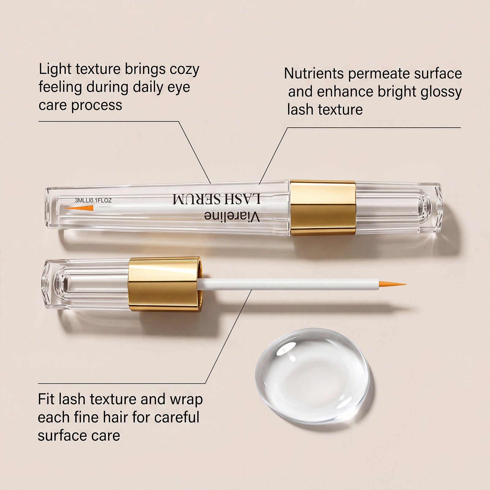 Viareline Eyelash Serum Daily Care Comfortable Lightweight Nutrient Infused