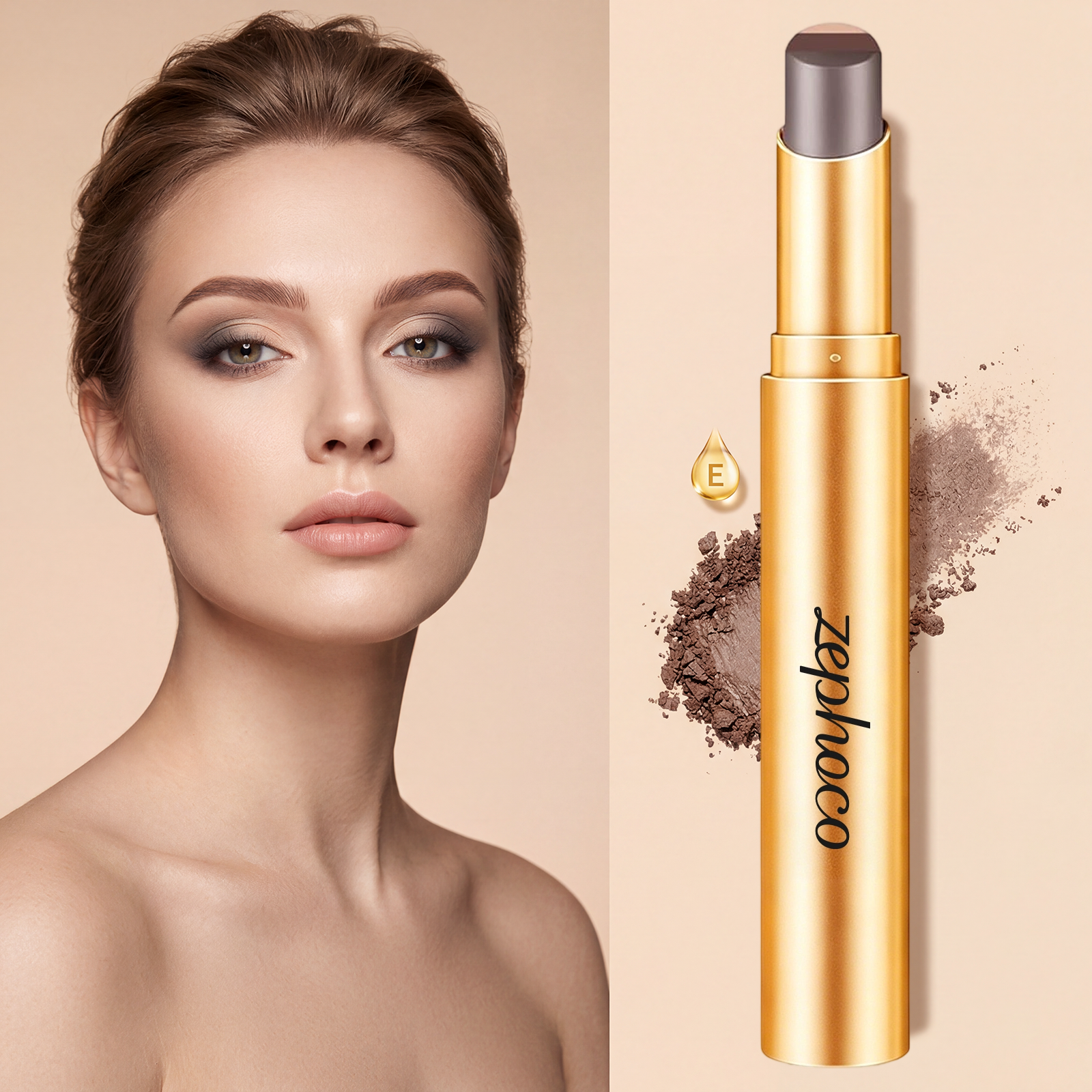 Zephoco Multi-Color Long-Wearing Eyeshadow Stick (Matte Earth Tone)