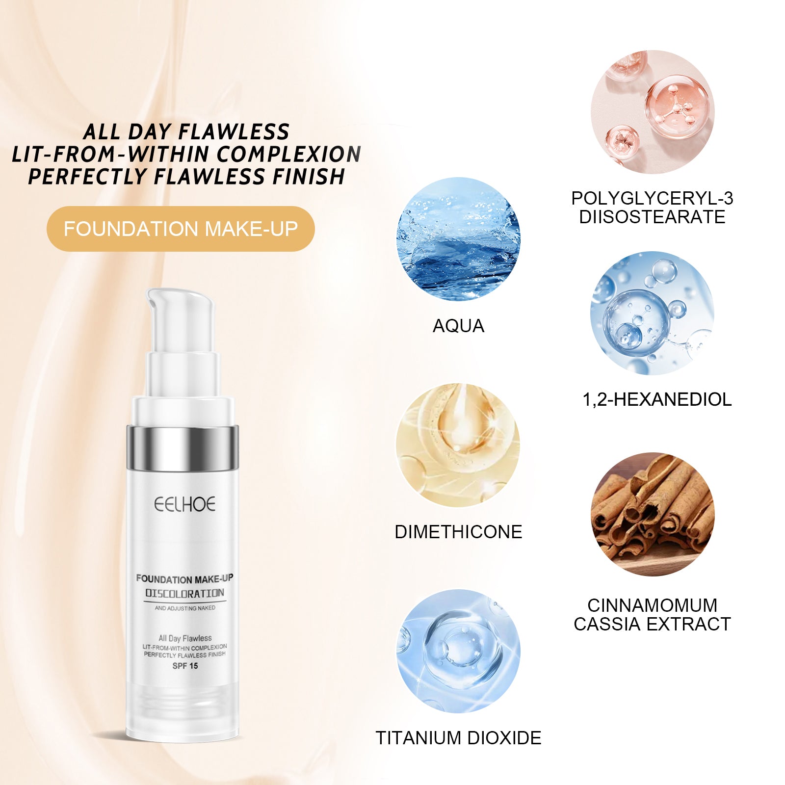 EELHOE Concealer Color Change Liquid Foundation Concealer Long-Lasting
