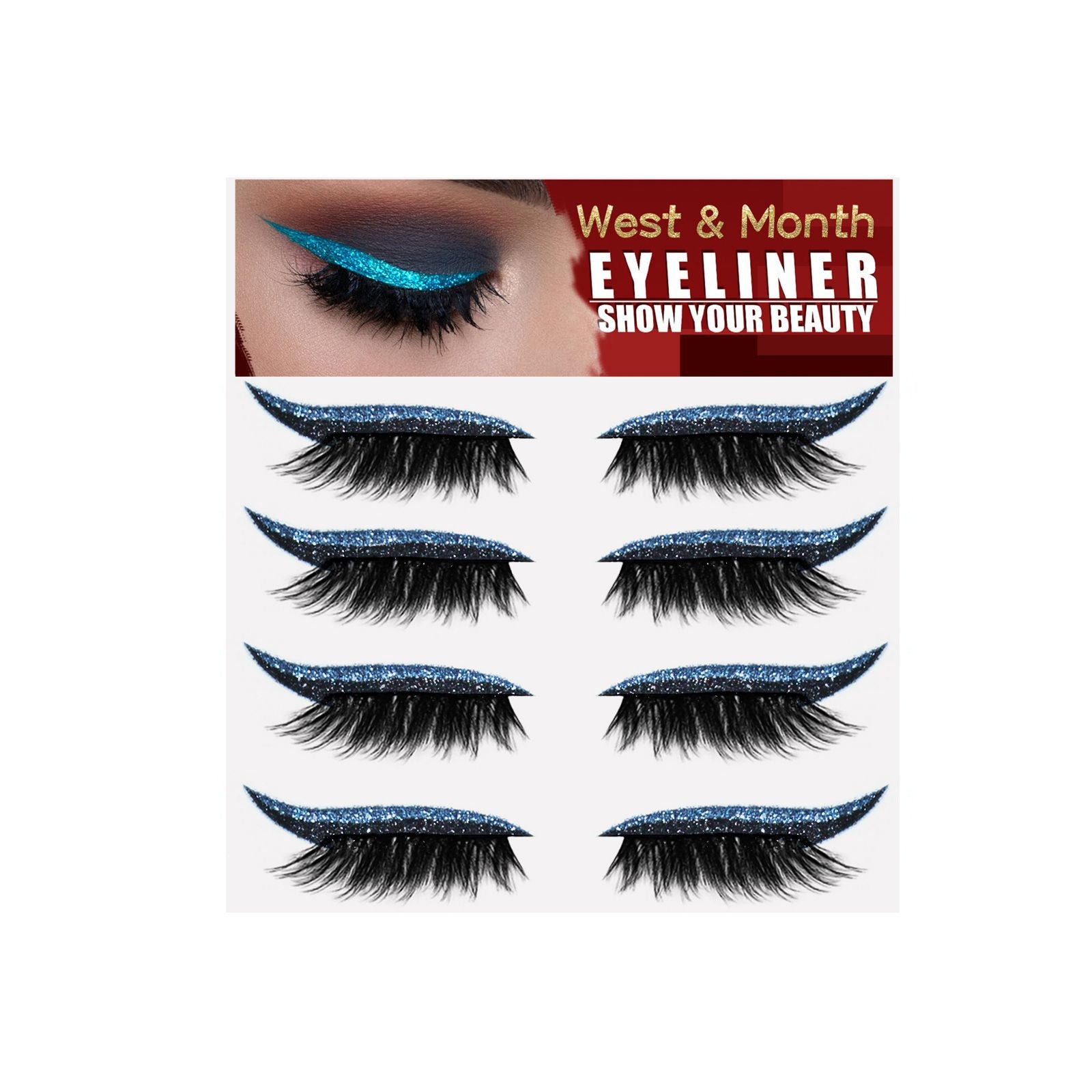 West & Month European And American 4 Pairs Of Eyelash Eyeliner Stickers