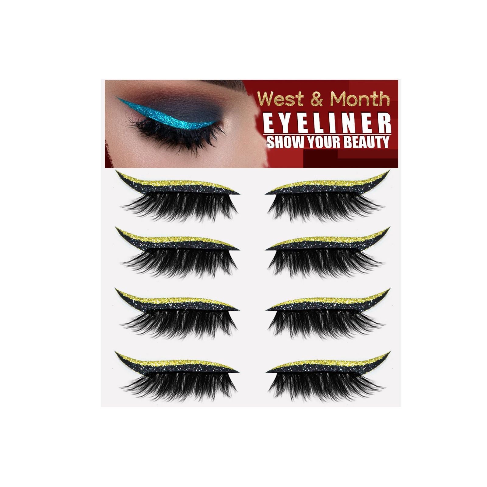 West & Month European And American 4 Pairs Of Eyelash Eyeliner Stickers