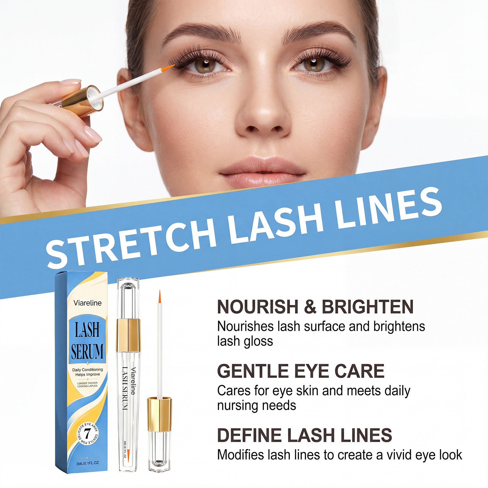 Viareline Eyelash Serum Daily Care Comfortable Lightweight Nutrient Infused