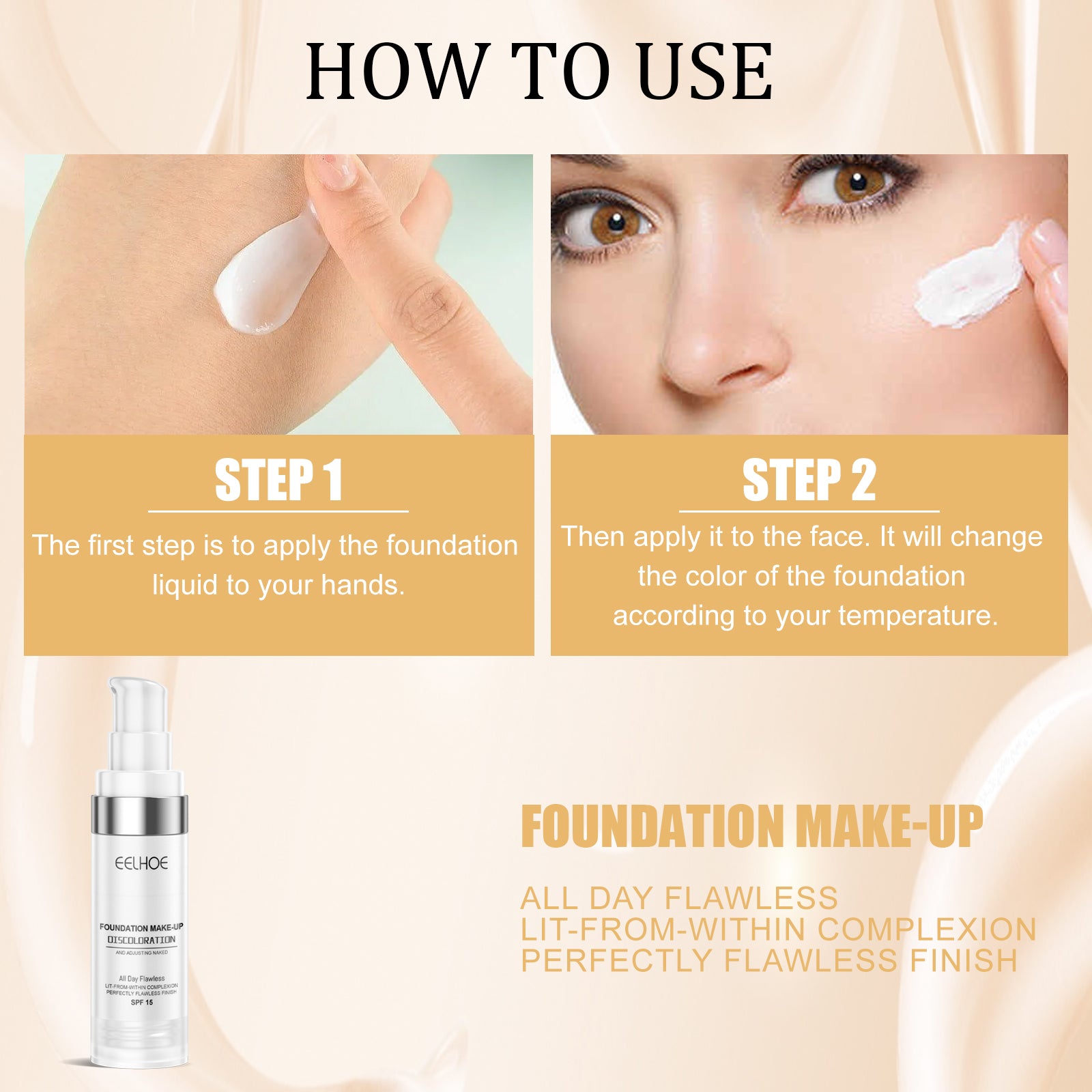 EELHOE Concealer Color Change Liquid Foundation Concealer Long-Lasting