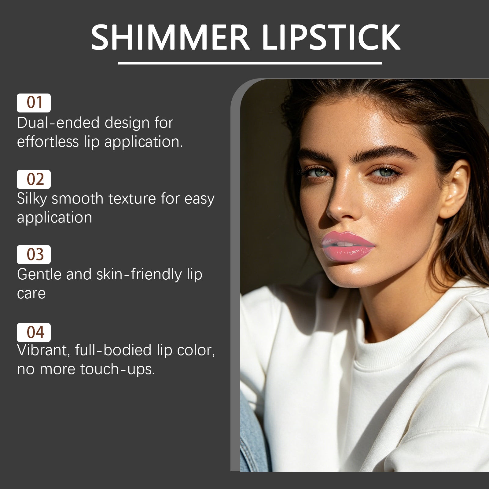 Zephoco Crystal Diamond Long-Wearing Lipstick (06#) Smooth And Fluid