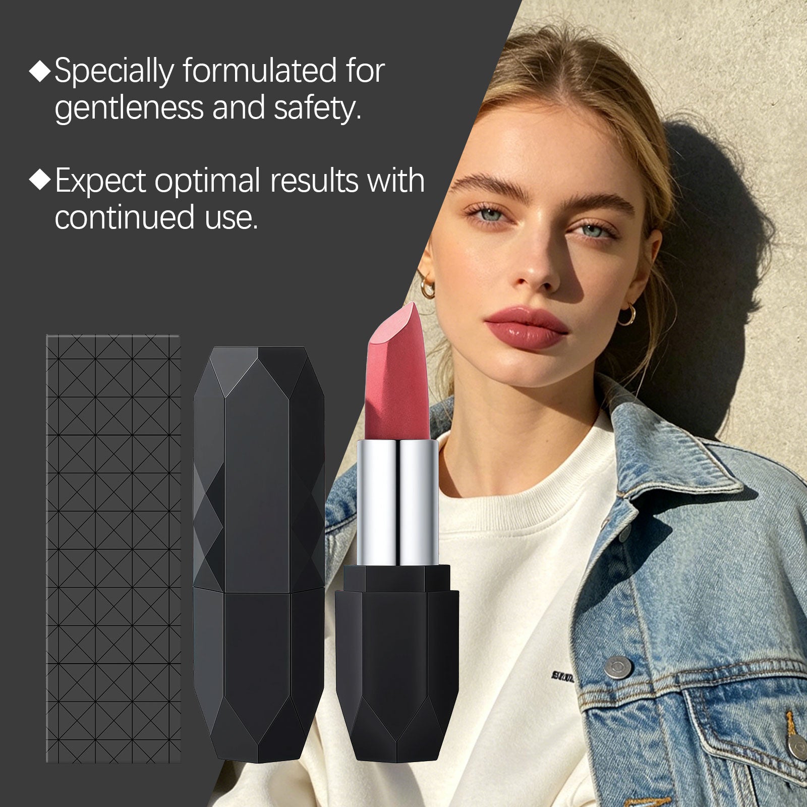 Zephoco Crystal Diamond Long-Wearing Lipstick (04#) Smooth And Fluid