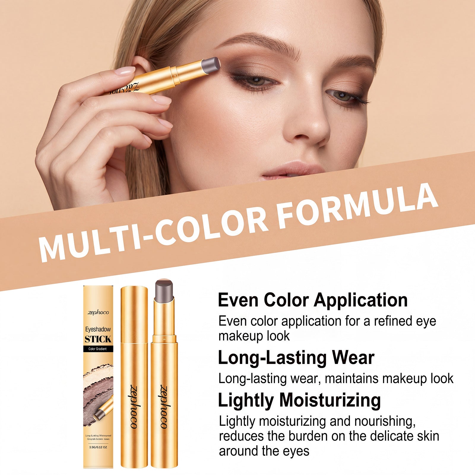 Zephoco Multi-Color Long-Wearing Eyeshadow Stick (Matte Earth Tone)