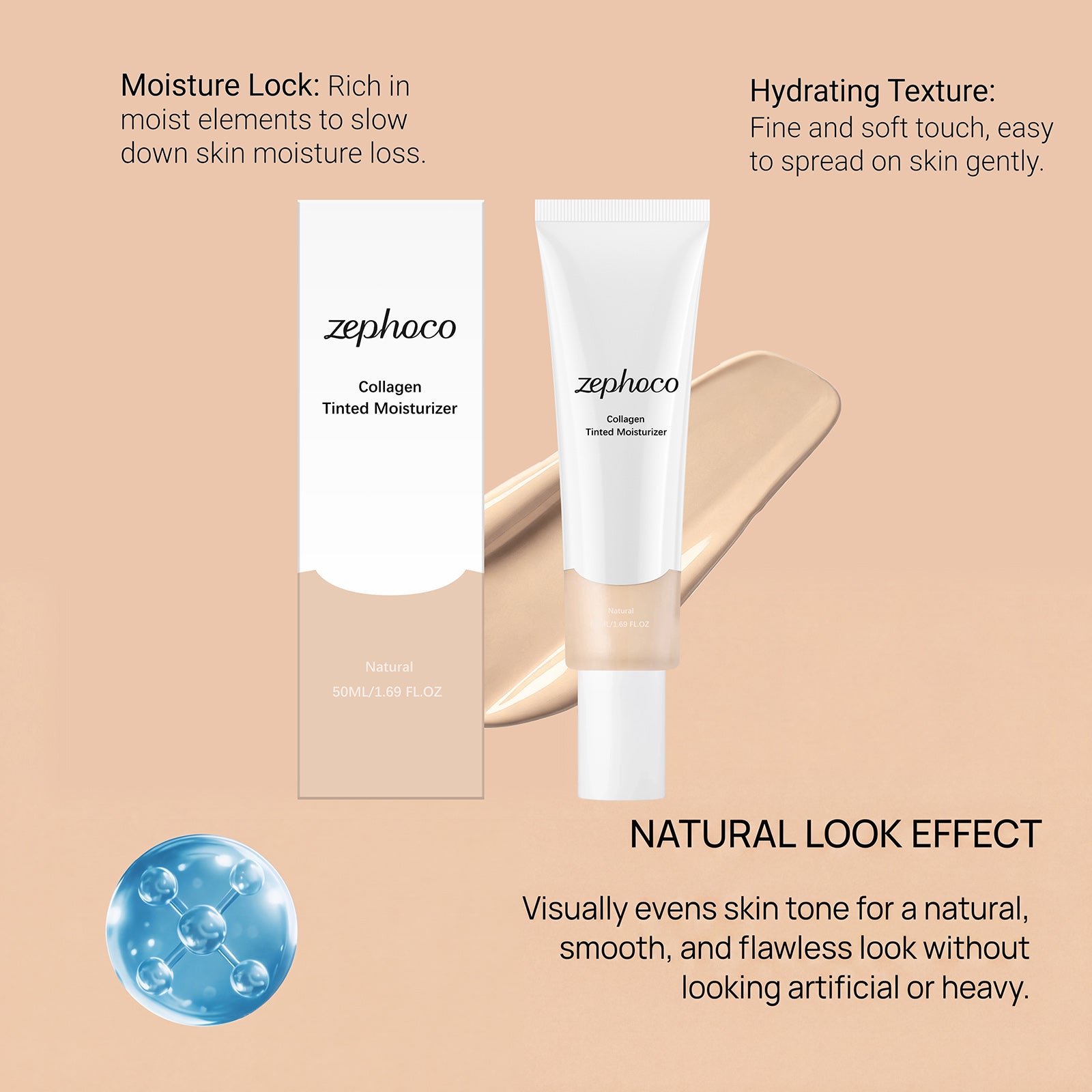 Zephoco Moisturizing Hydrating Cream (Natural Color) Natural Concealer For