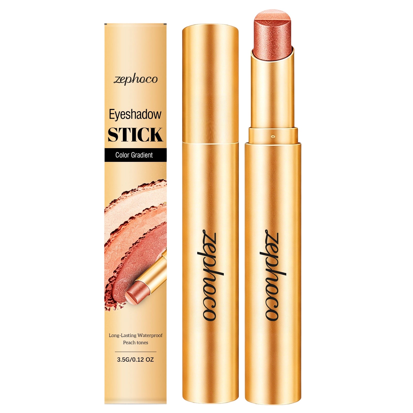Zephoco Multi-Color Long-Wearing Eyeshadow Stick (Fine Glittery Orange-Brown)