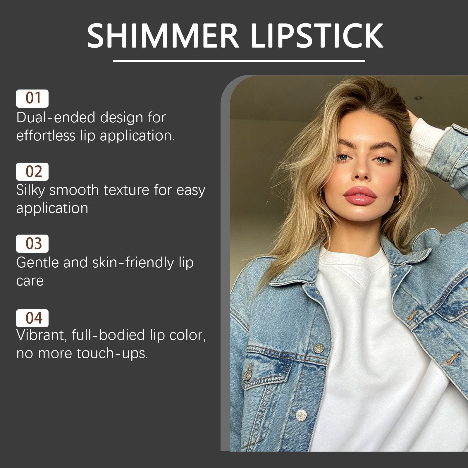 Zephoco Crystal Diamond Long-Wearing Lipstick (01#) Smooth And Fluid