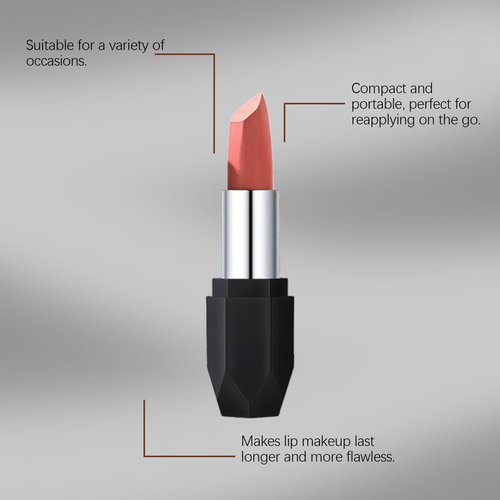 Zephoco Crystal Diamond Long-Wear Lipstick (03#) Smooth And Fluid