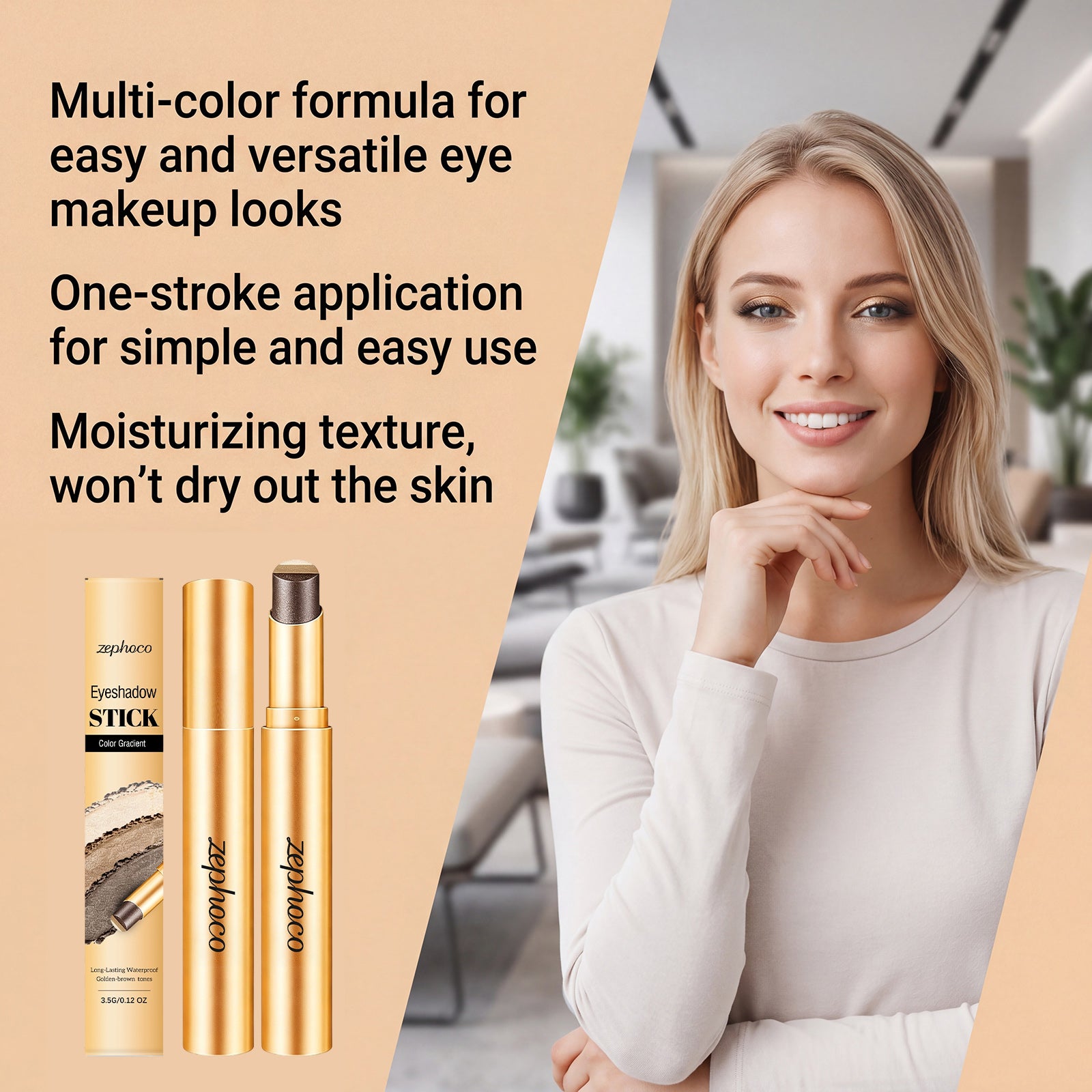 Zephoco Multi-Color Long-Wearing Eyeshadow Stick (Shimmering Earth Tone)