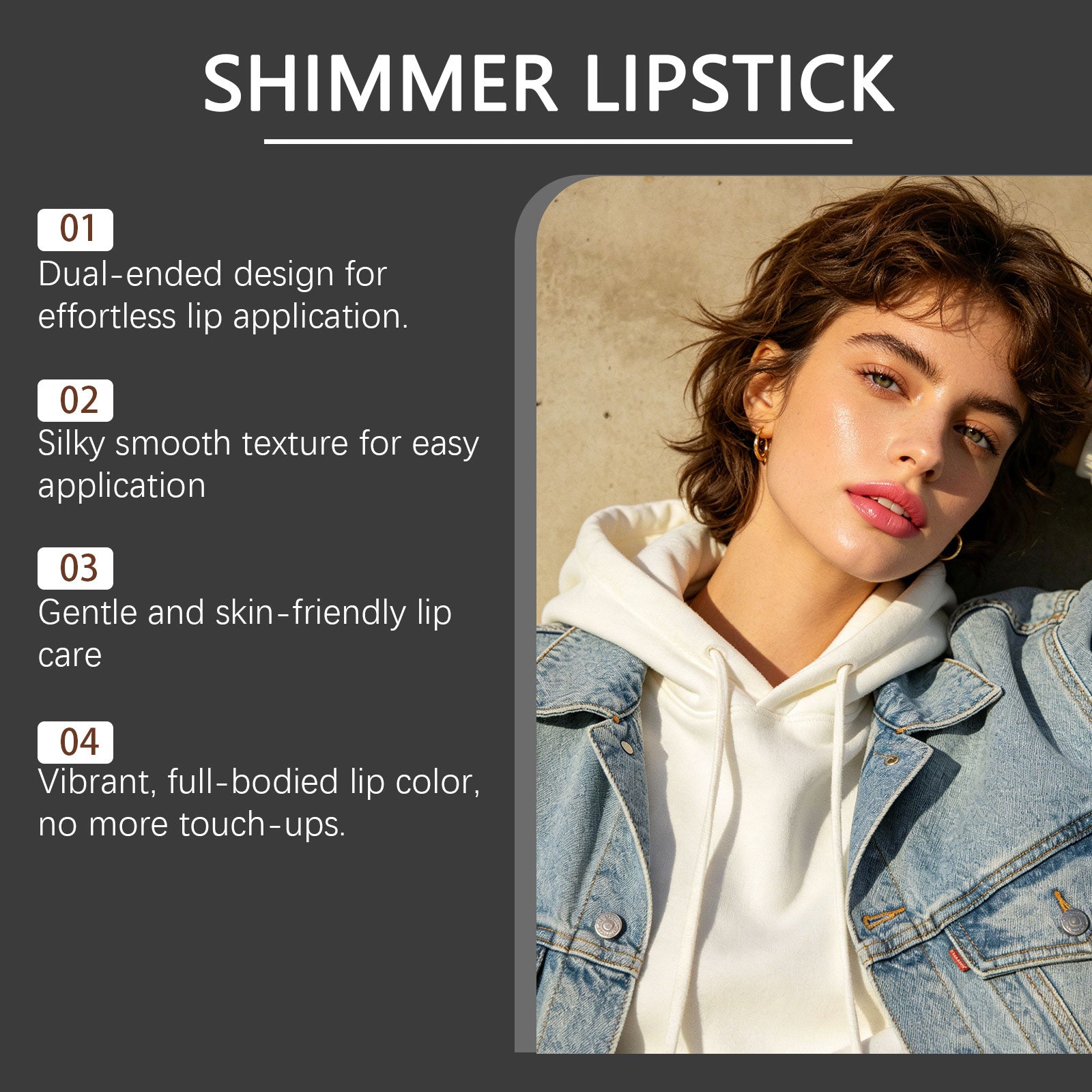Zephoco Crystal Diamond Long-Wearing Lipstick (02#) Smooth And Fluid