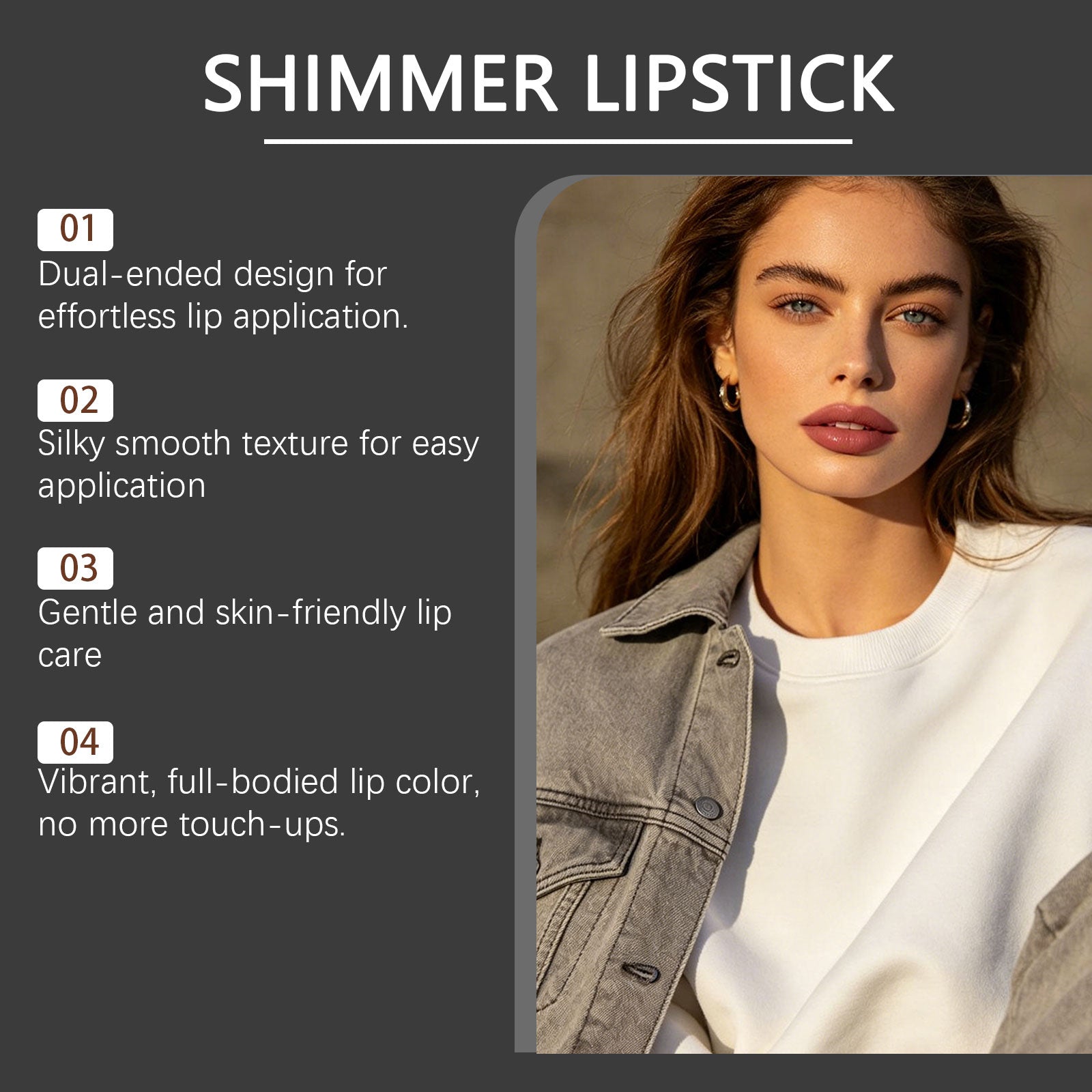 Zephoco Crystal Diamond Long-Wearing Lipstick (04#) Smooth And Fluid