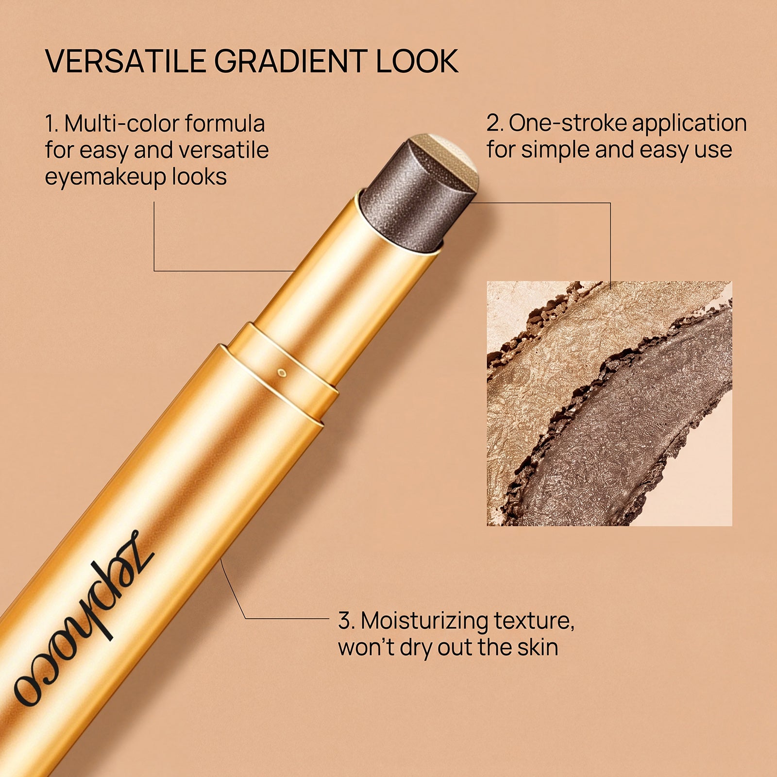 Zephoco Multi-Color Long-Wearing Eyeshadow Stick (Shimmering Earth Tone)